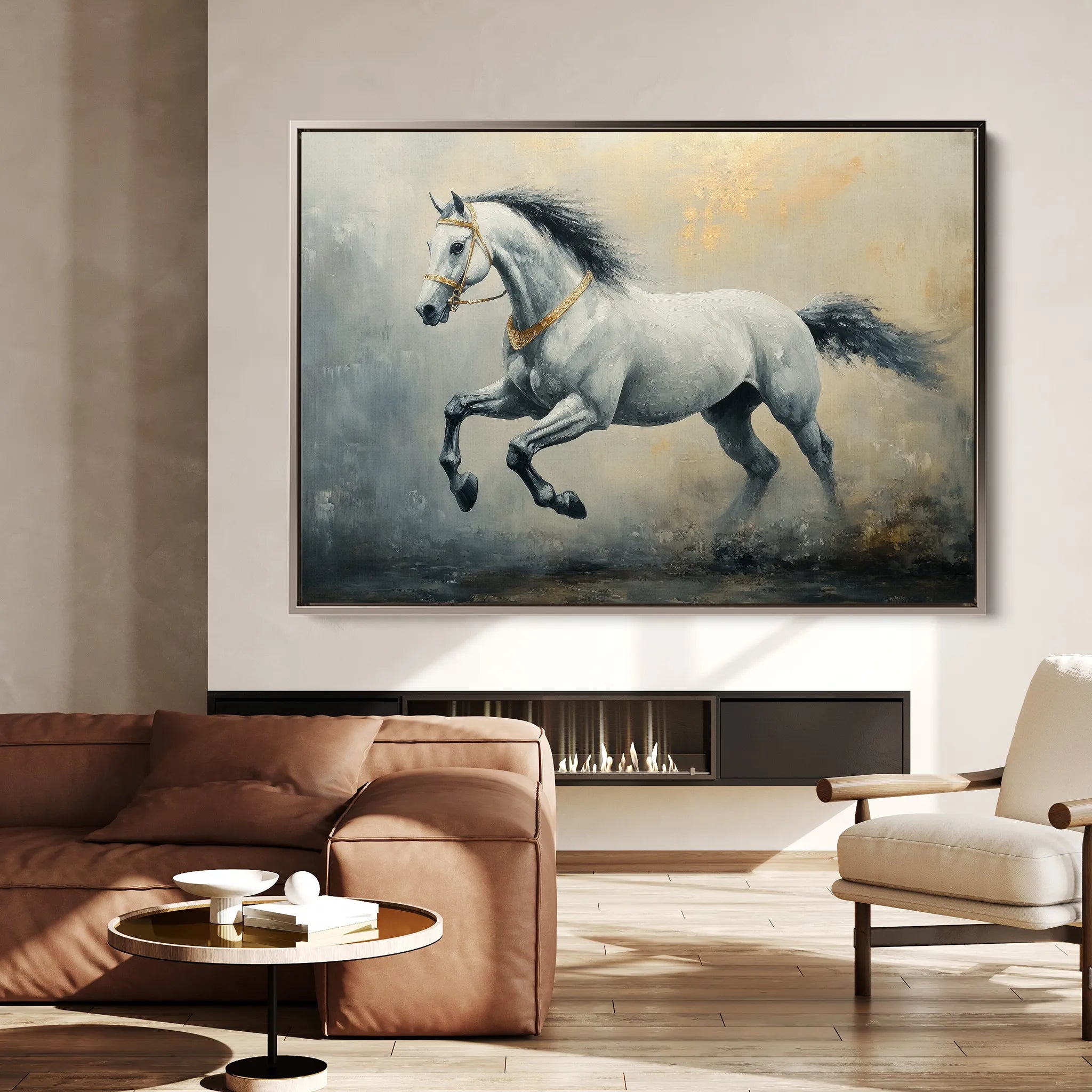 Horses 182 Canvas Art 18" x 24" / 45 x 60 cm / Black