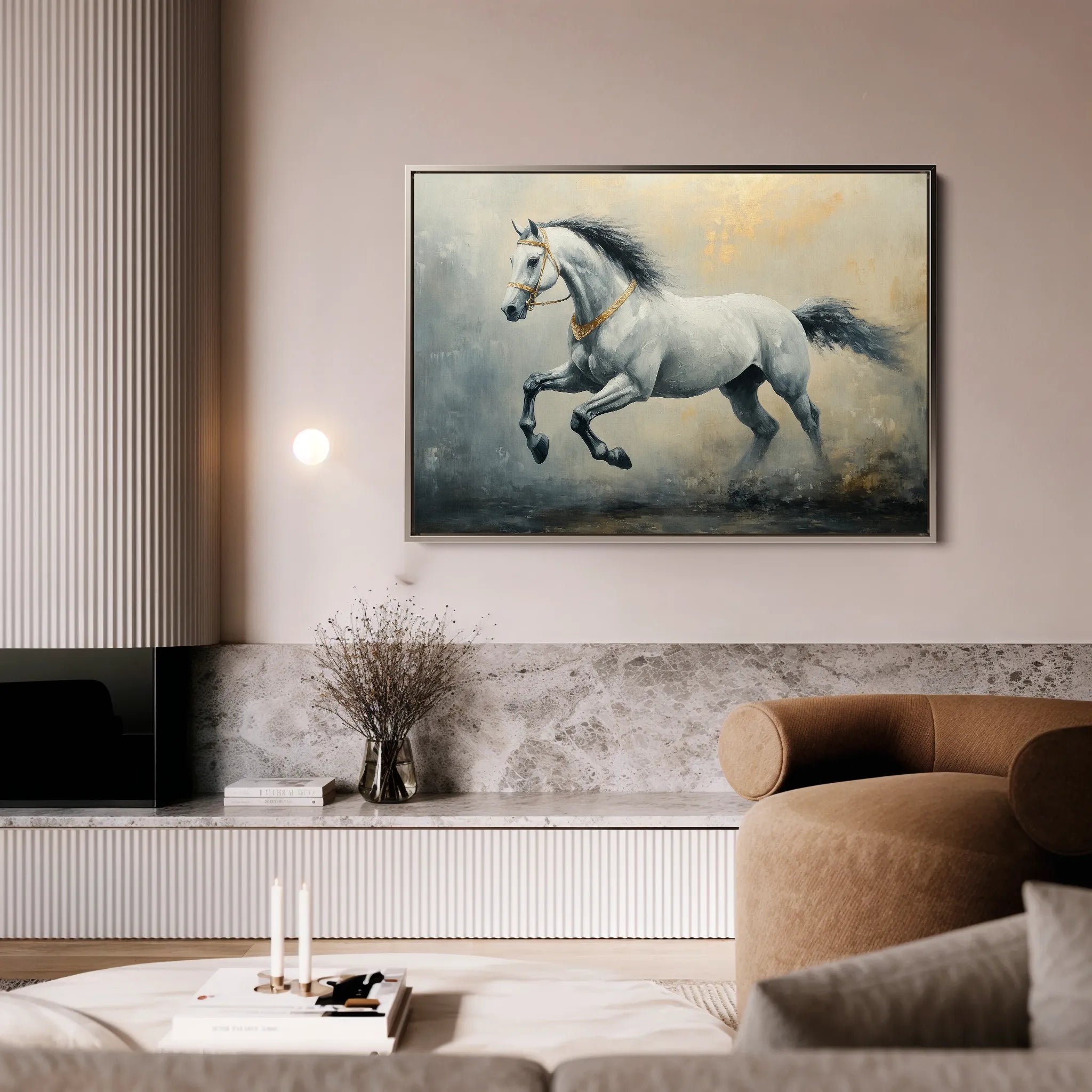 Horses 182 Canvas Art 18" x 24" / 45 x 60 cm / Black