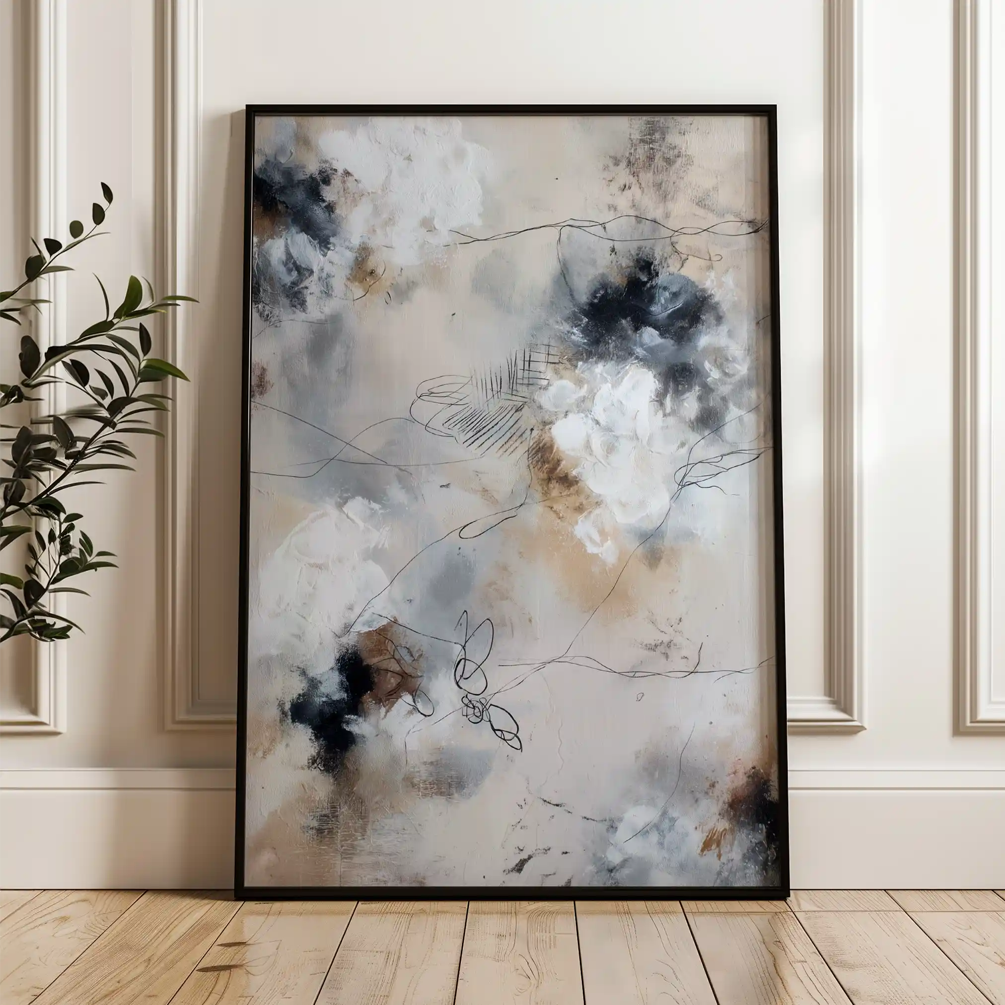 Abstract 1828 Canvas Art 18" x 24" / 45 x 60 cm / Black