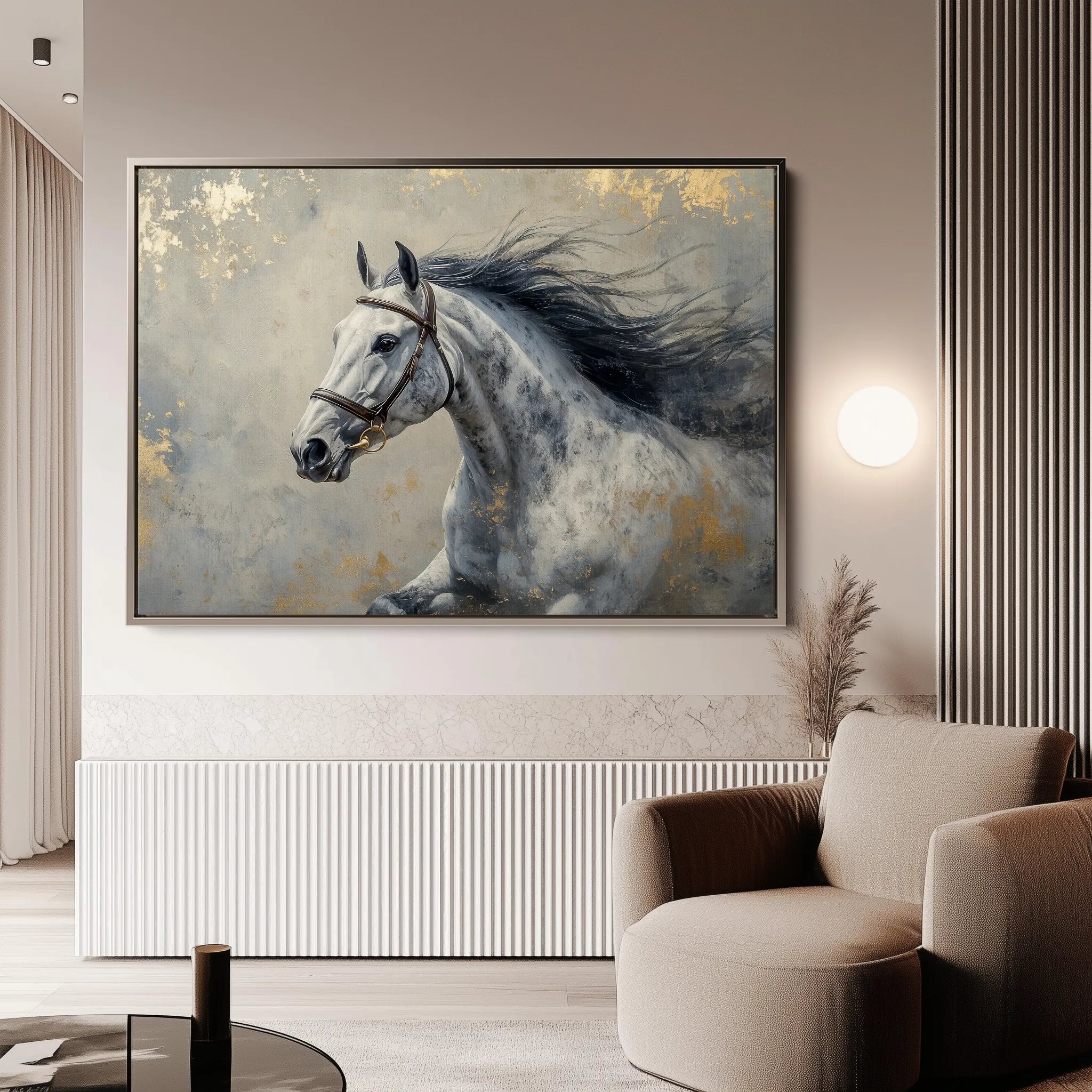Horses 183 Canvas Art 18" x 24" / 45 x 60 cm / Black