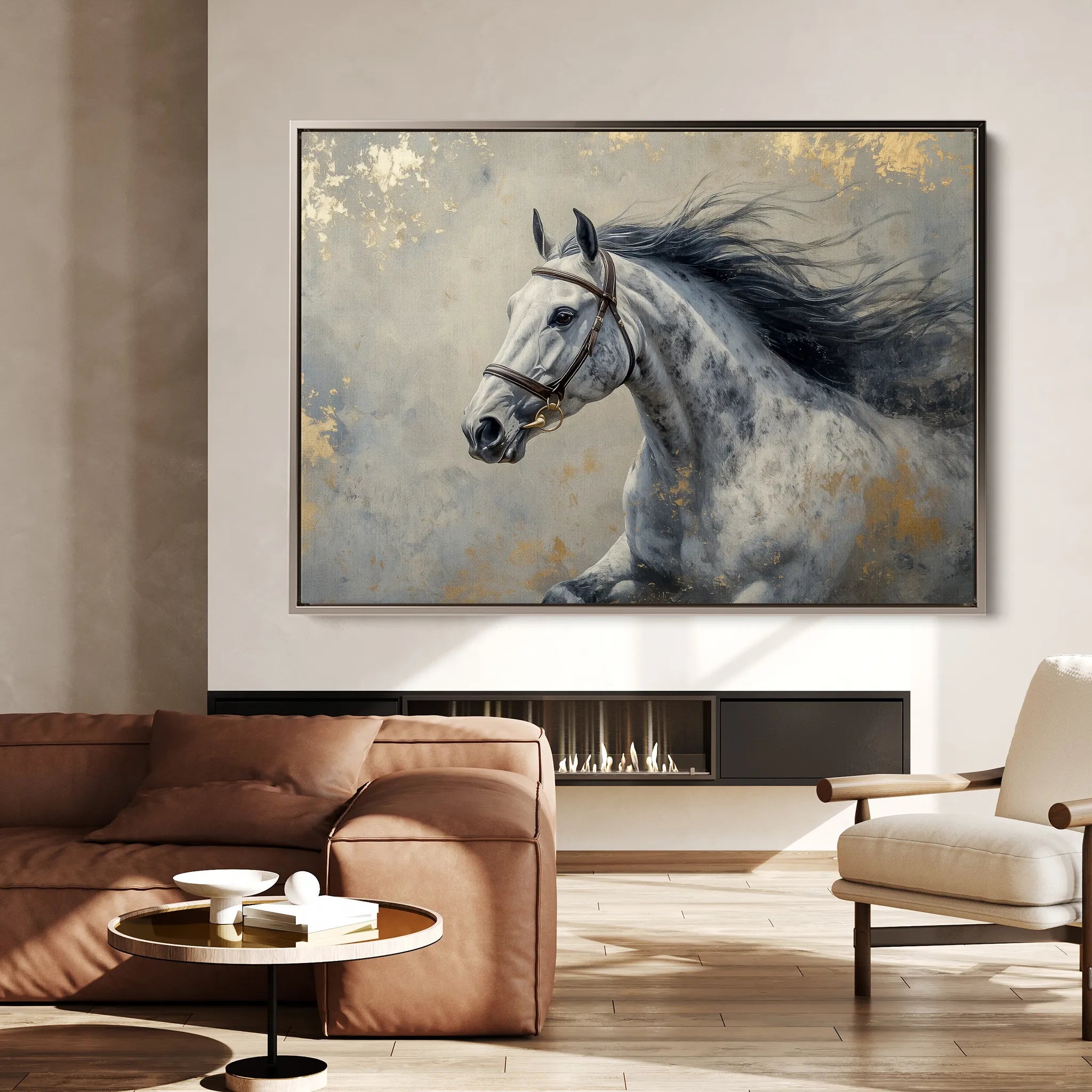 Horses 183 Canvas Art 18" x 24" / 45 x 60 cm / Black