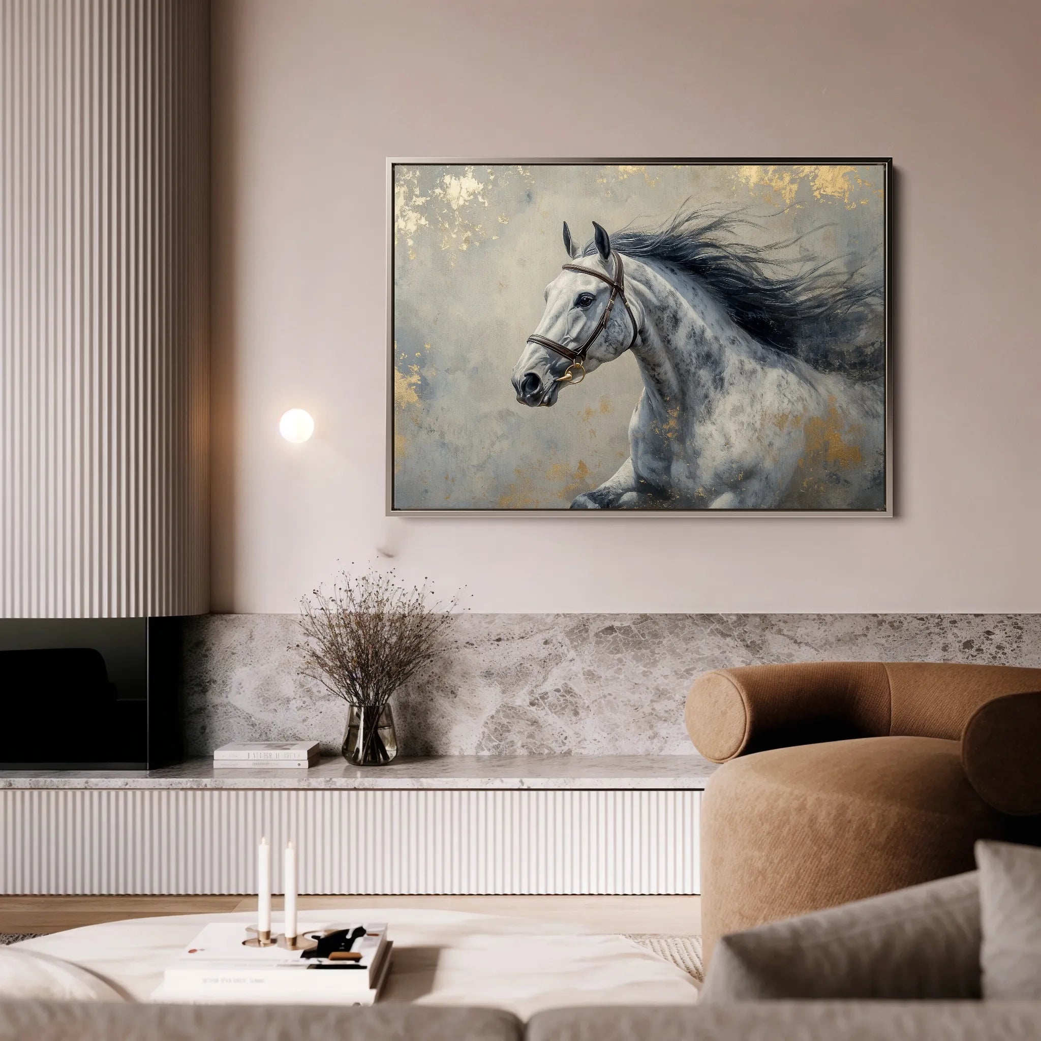 Horses 183 Canvas Art 18" x 24" / 45 x 60 cm / Black