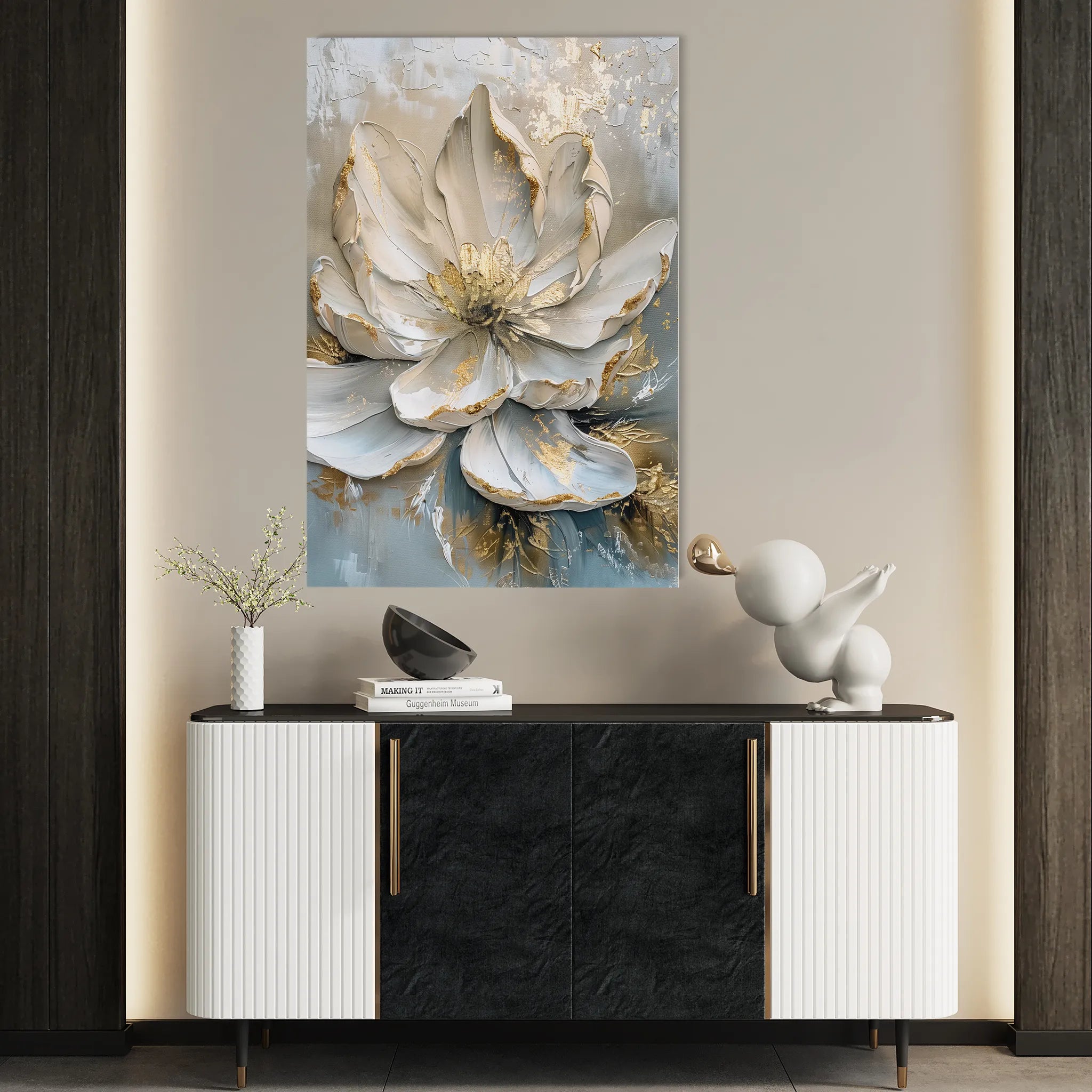Floral 184 Canvas Art 18" x 24" / 45 x 60 cm / Black