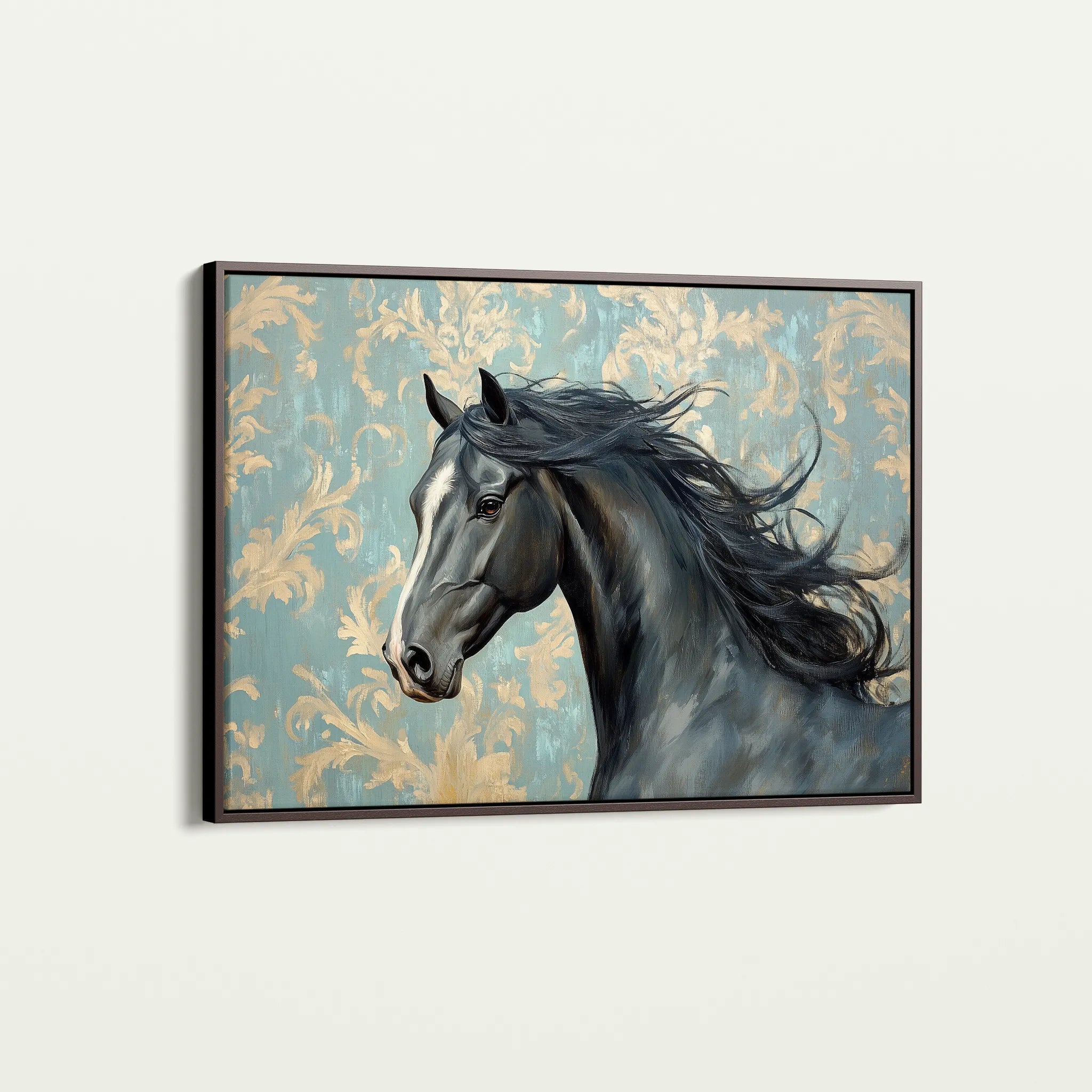 Horses 184 Canvas Art 18" x 24" / 45 x 60 cm / Black