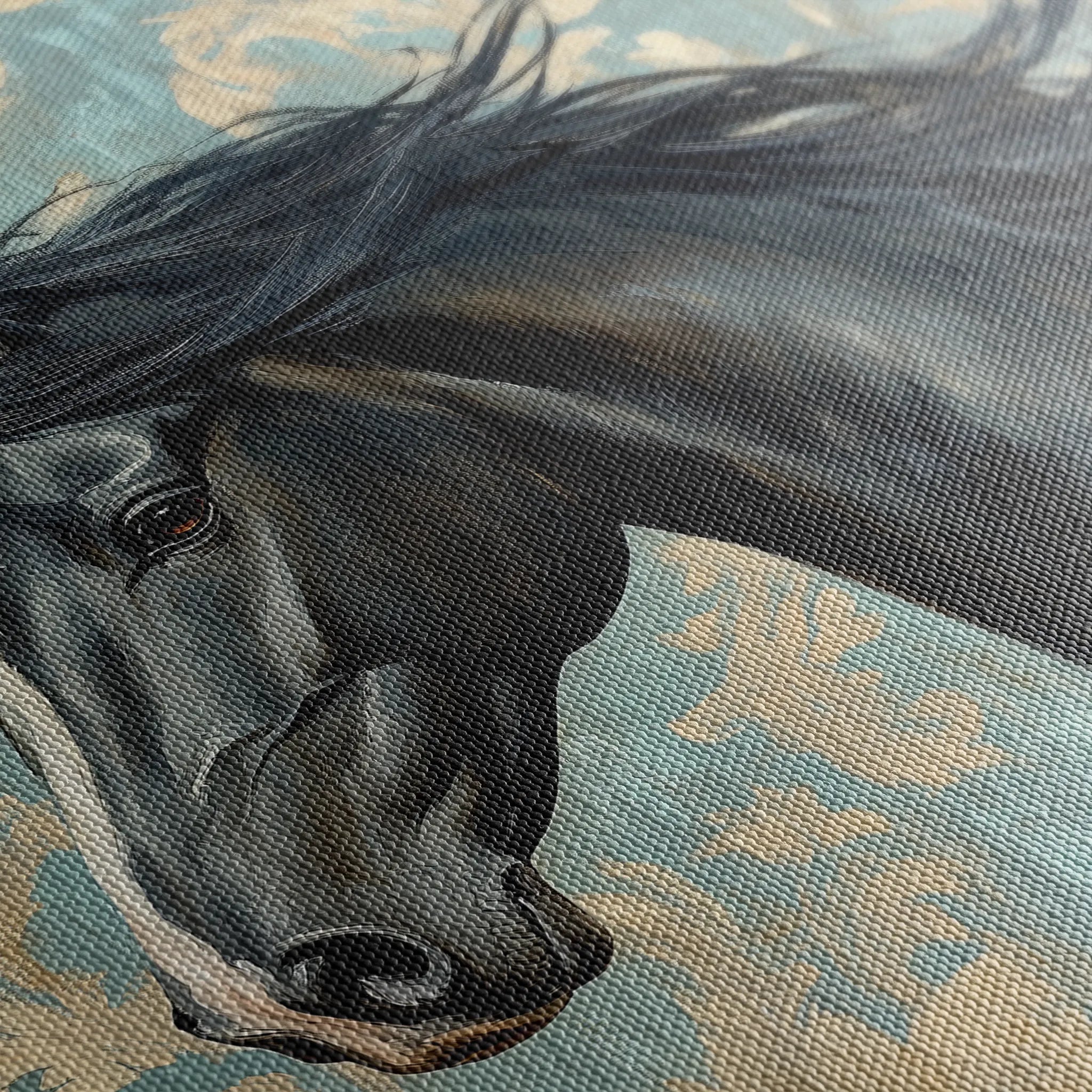 Horses 184 Canvas Art 18" x 24" / 45 x 60 cm / Black