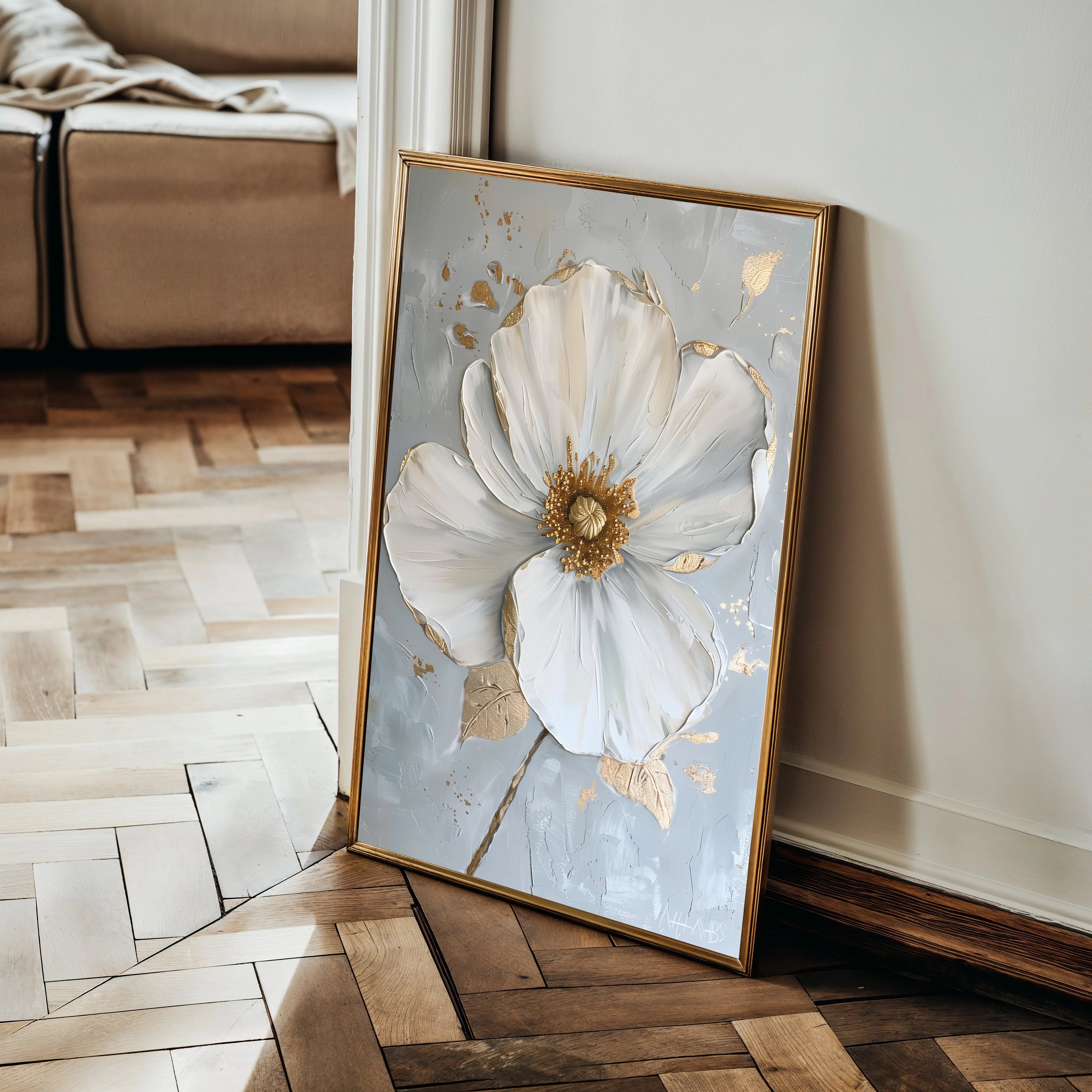 Floral 185 Canvas Art 18" x 24" / 45 x 60 cm / Black