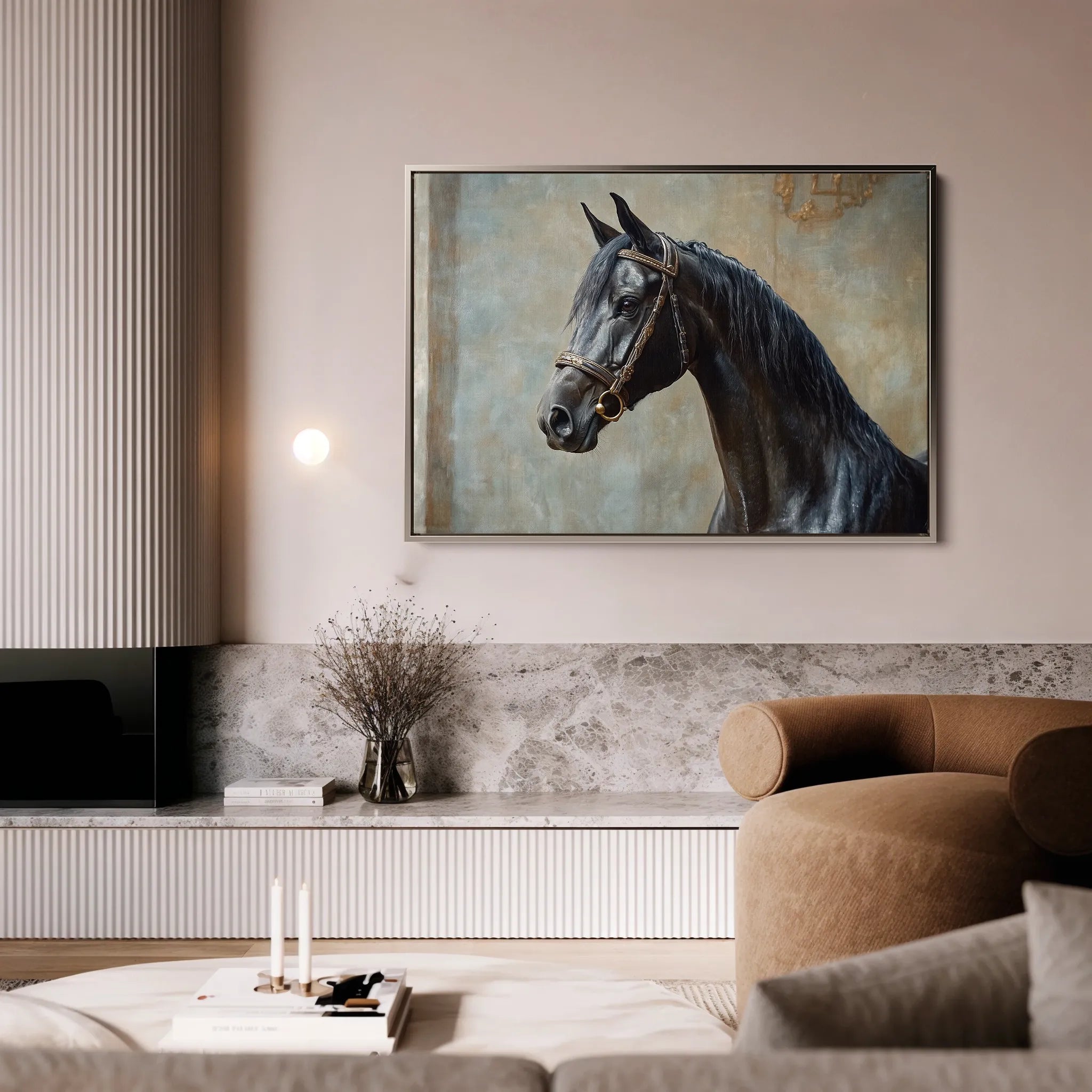 Horses 185 Canvas Art 18" x 24" / 45 x 60 cm / Black