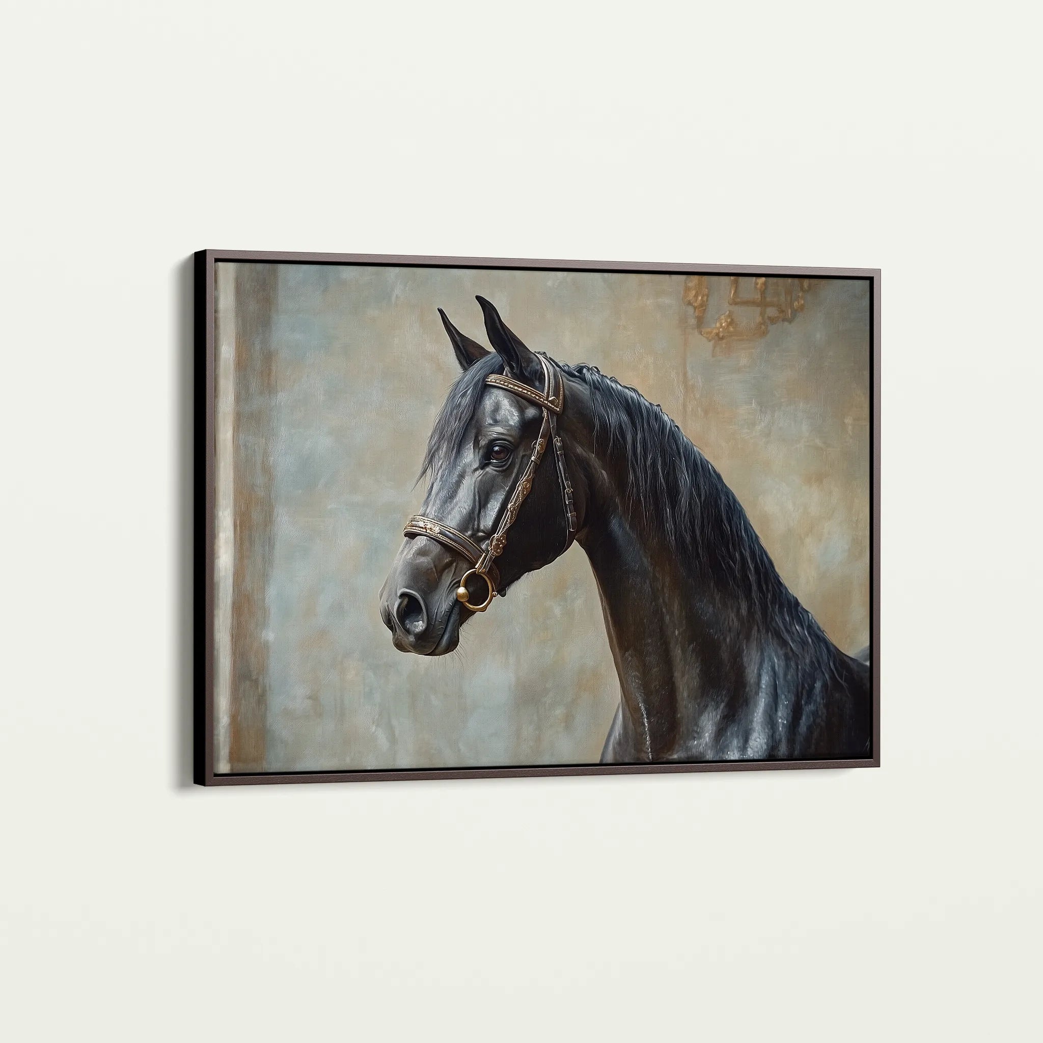 Horses 185 Canvas Art 18" x 24" / 45 x 60 cm / Black