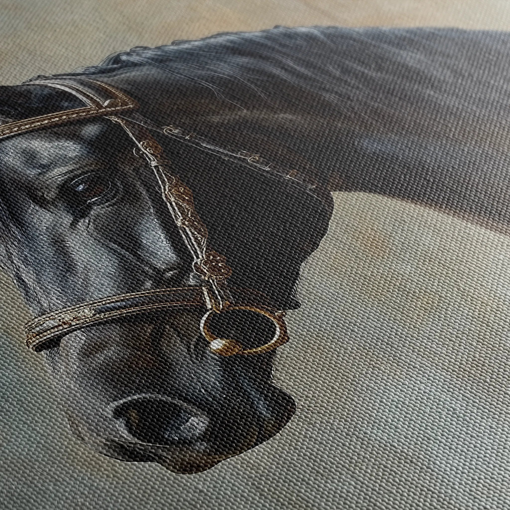Horses 185 Canvas Art 18" x 24" / 45 x 60 cm / Black
