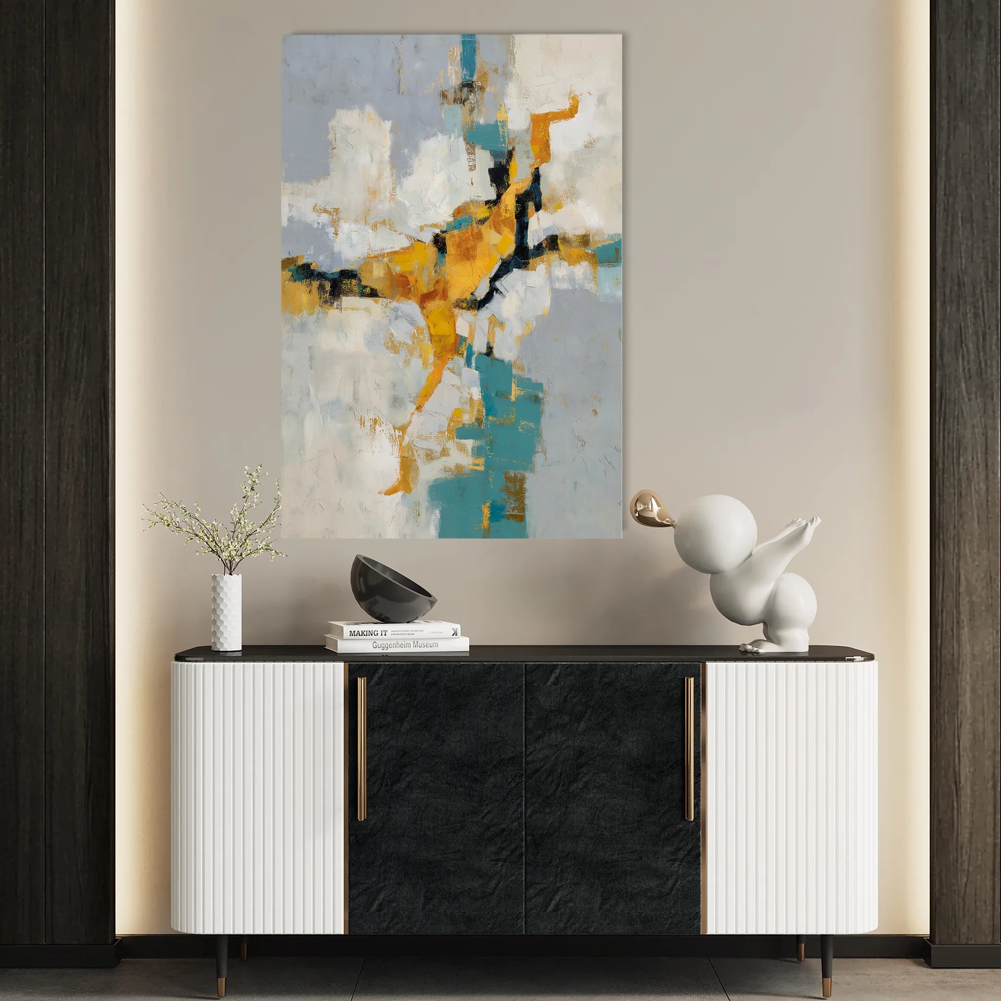 Abstract 1866 Canvas Art 18" x 24" / 45 x 60 cm / Black