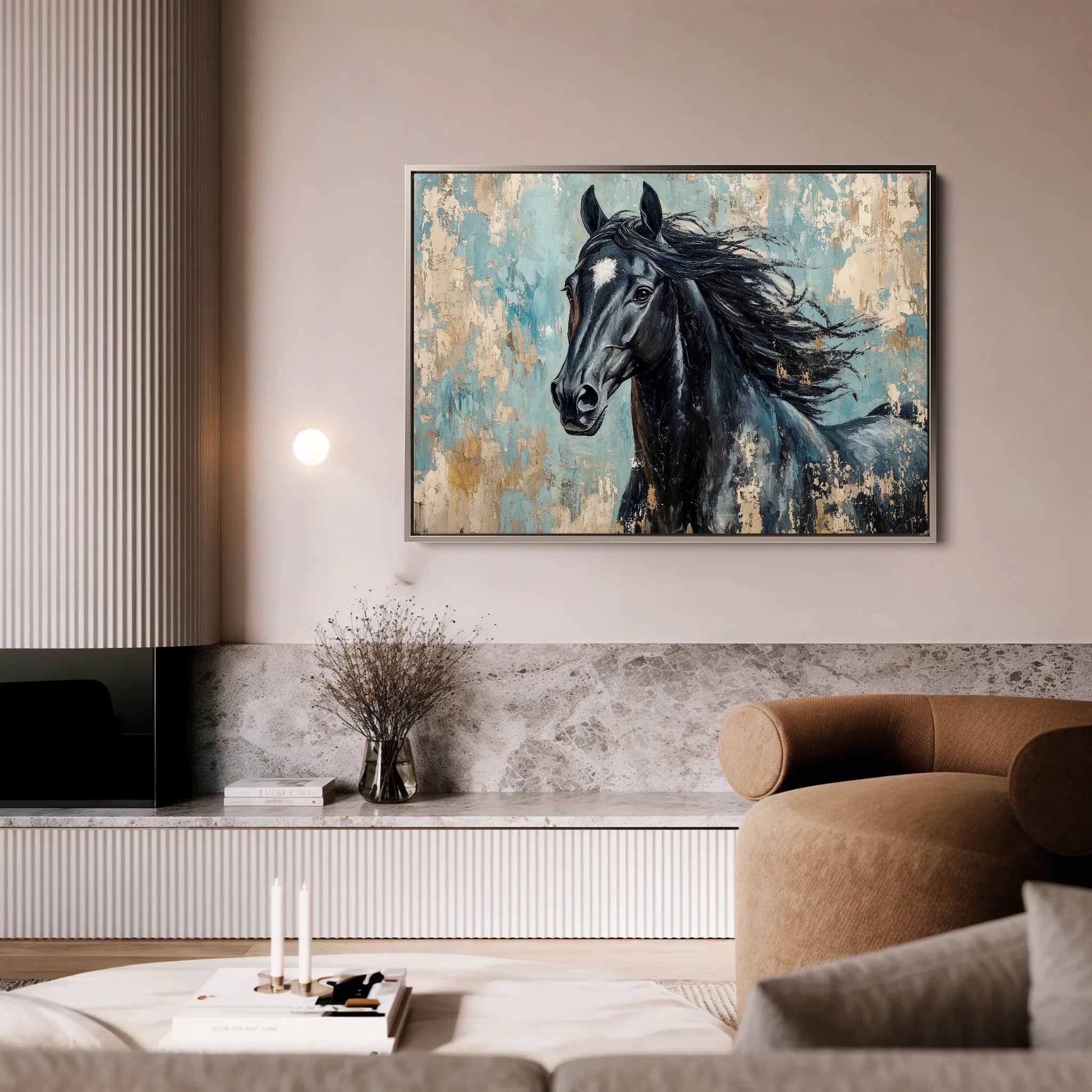 Horses 187 Canvas Art 18" x 24" / 45 x 60 cm / Black