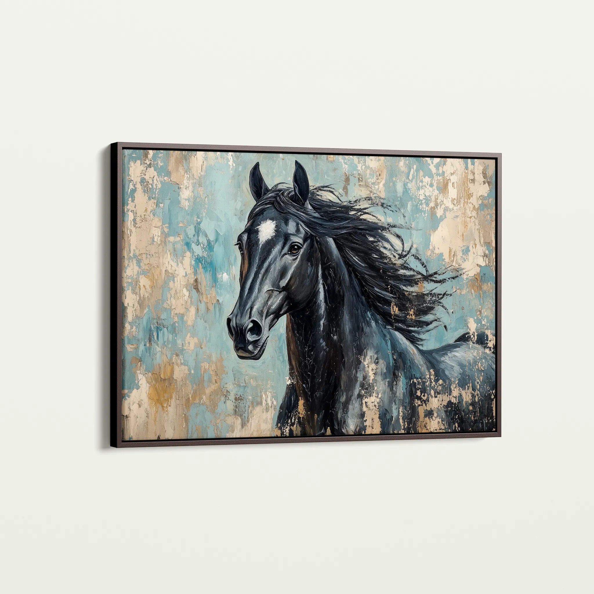 Horses 187 Canvas Art 18" x 24" / 45 x 60 cm / Black