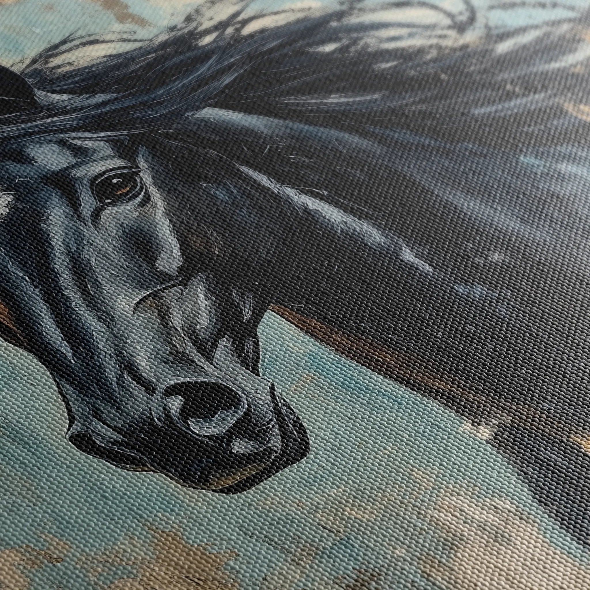 Horses 187 Canvas Art 18" x 24" / 45 x 60 cm / Black