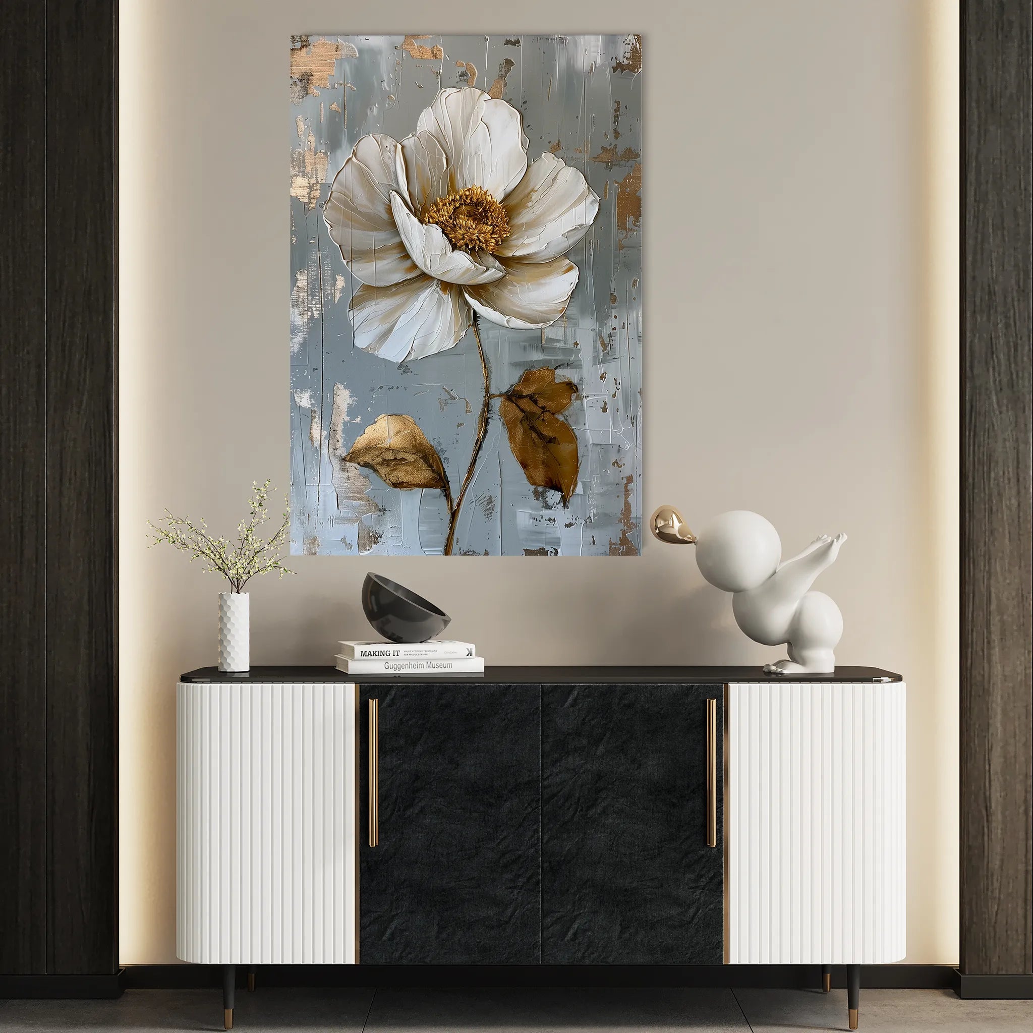 Floral 188 Canvas Art 18" x 24" / 45 x 60 cm / Black