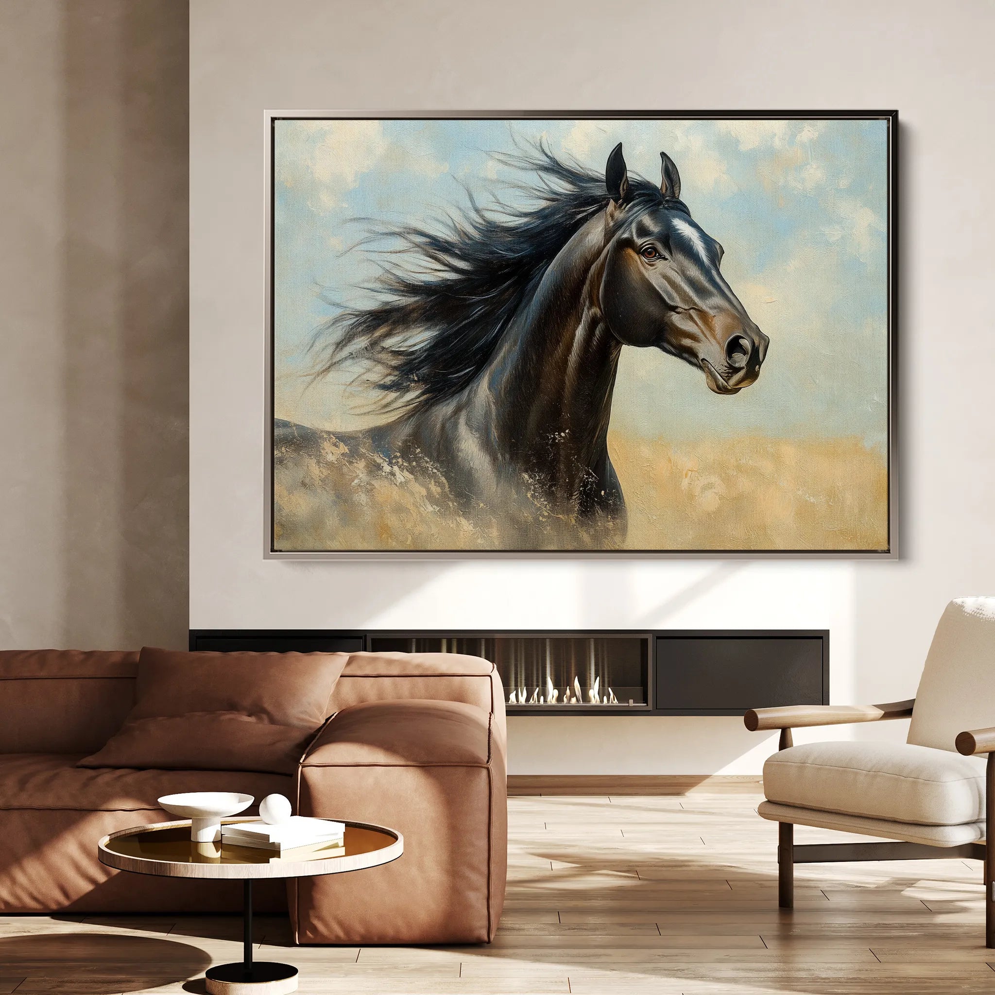 Horses 188 Canvas Art 18" x 24" / 45 x 60 cm / Black