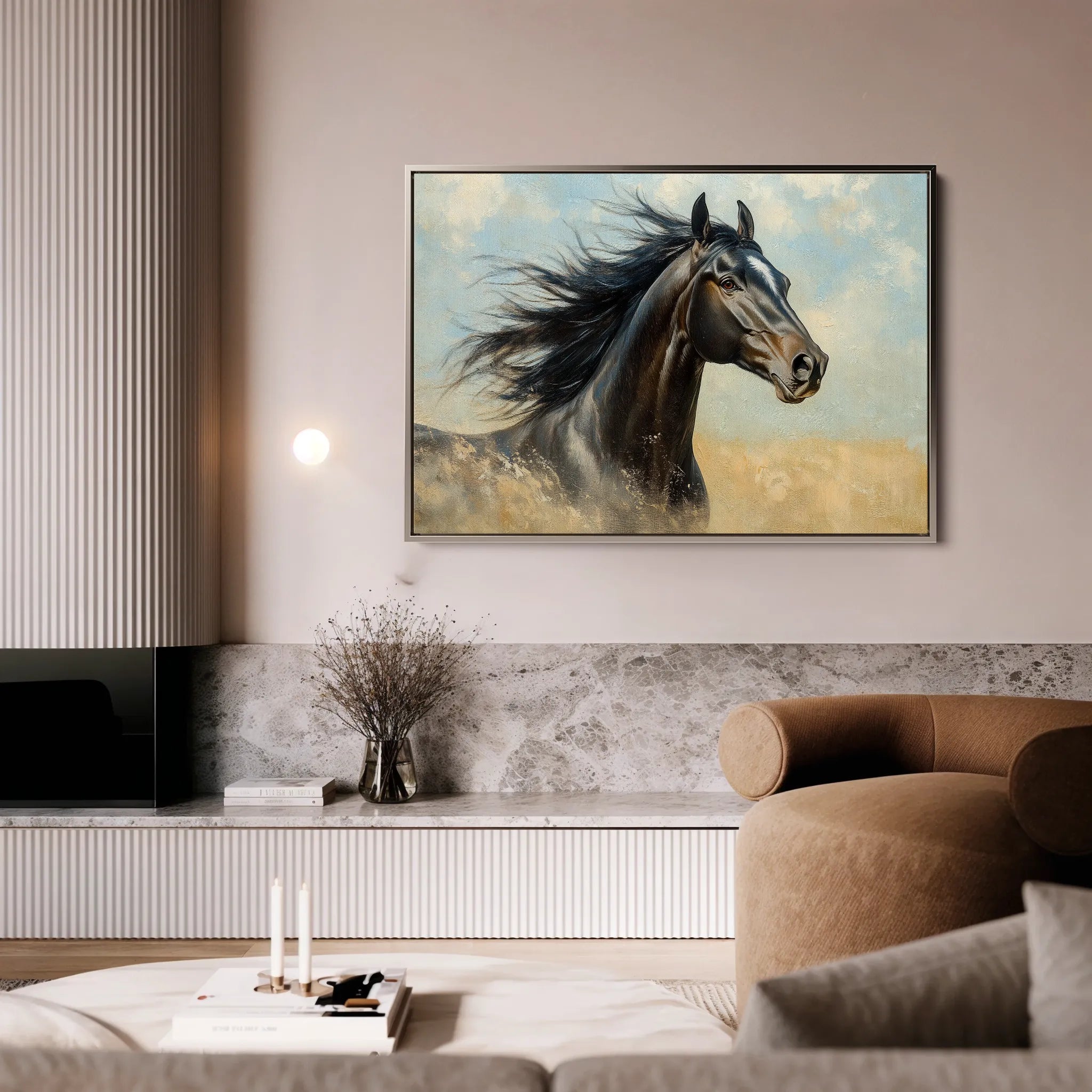 Horses 188 Canvas Art 18" x 24" / 45 x 60 cm / Black