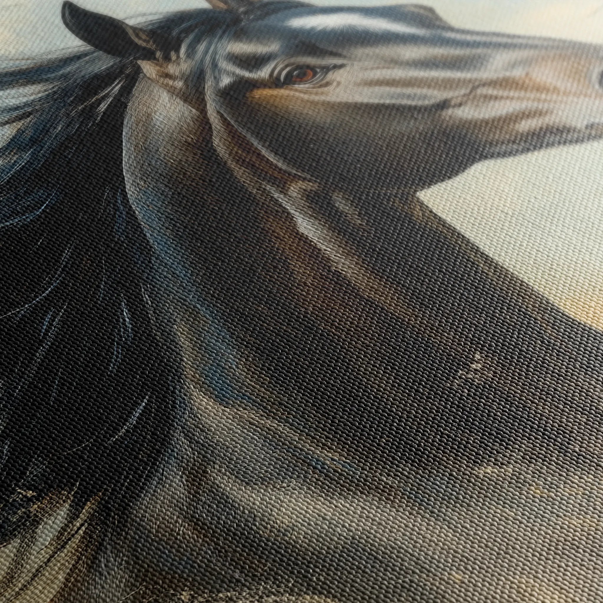 Horses 188 Canvas Art 18" x 24" / 45 x 60 cm / Black