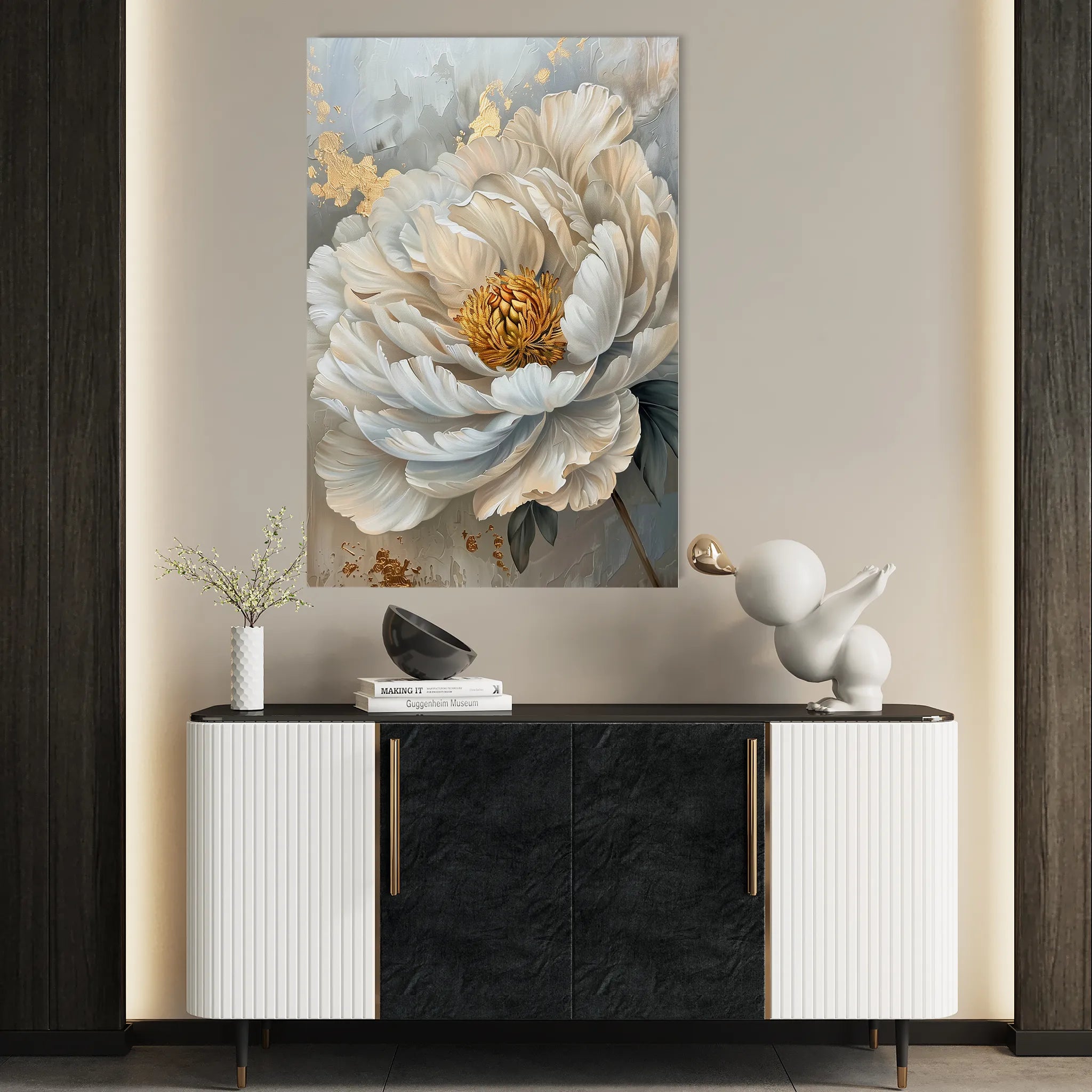 Floral 189 Canvas Art 18" x 24" / 45 x 60 cm / Black