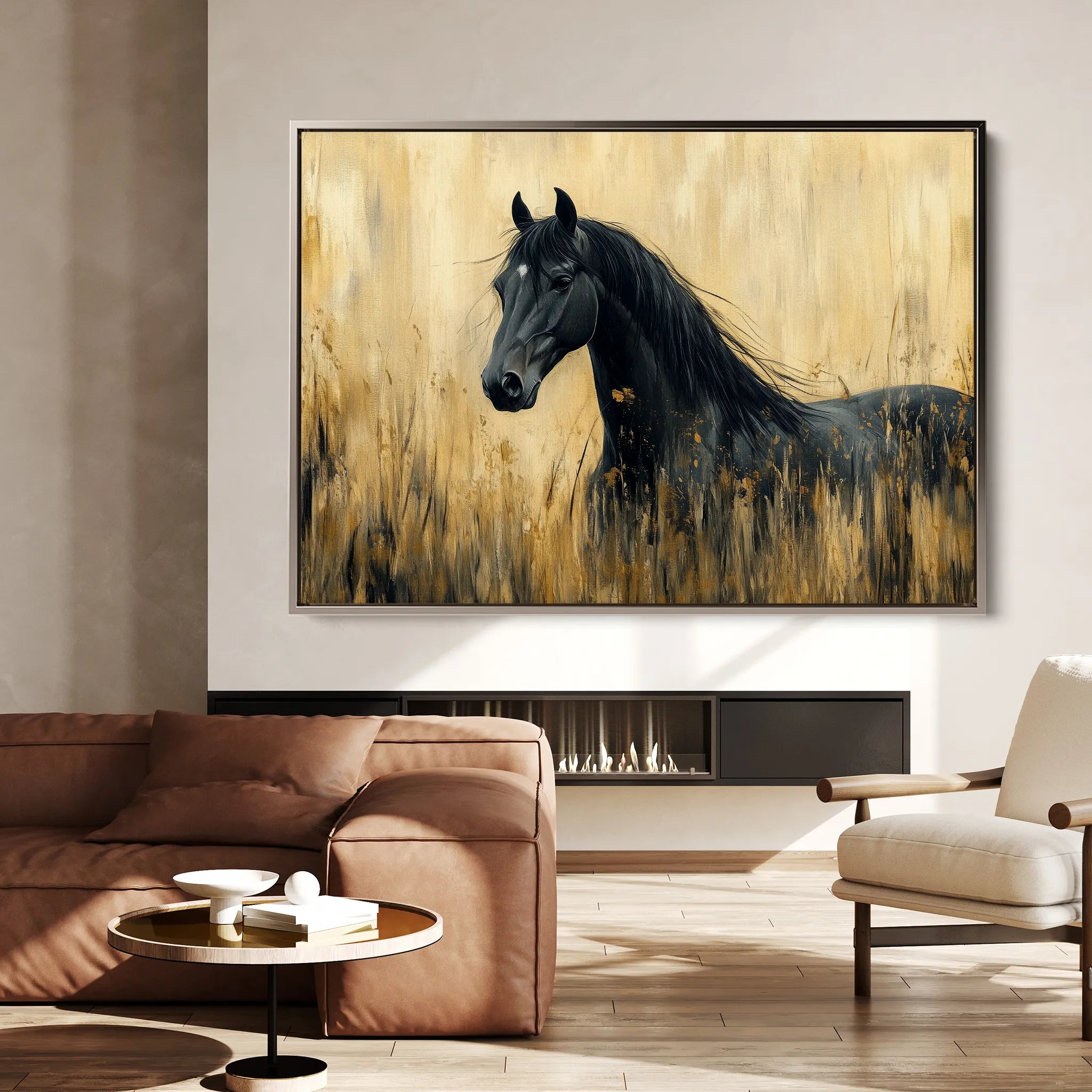Horses 189 Canvas Art 18" x 24" / 45 x 60 cm / Black
