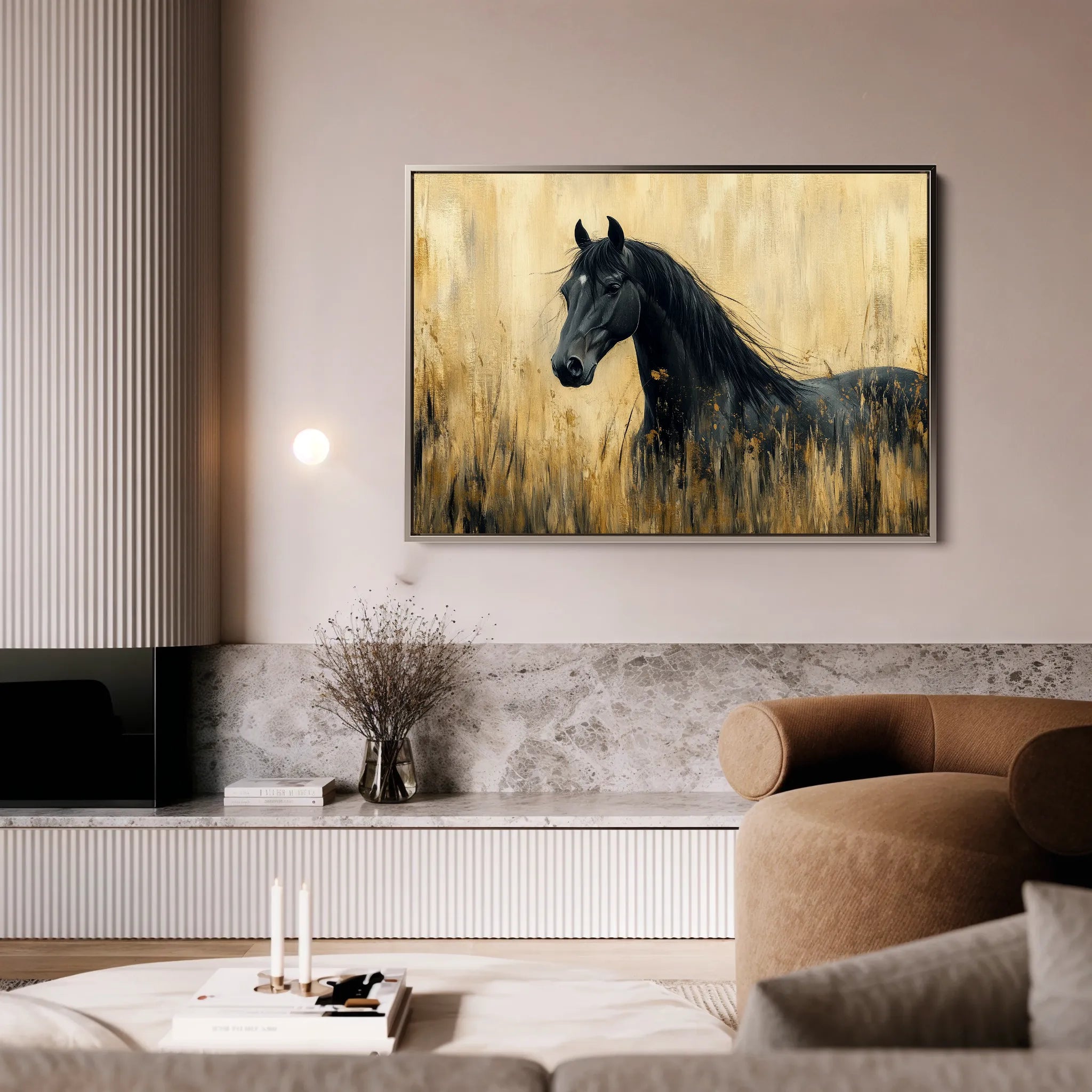 Horses 189 Canvas Art 18" x 24" / 45 x 60 cm / Black