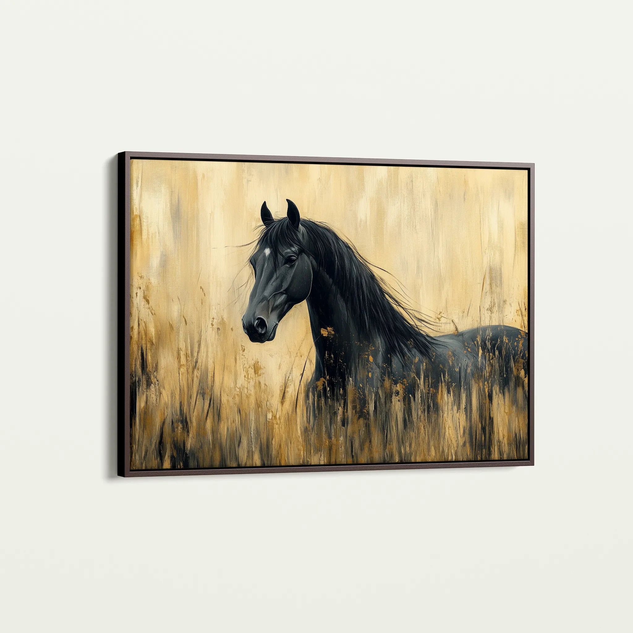 Horses 189 Canvas Art 18" x 24" / 45 x 60 cm / Black