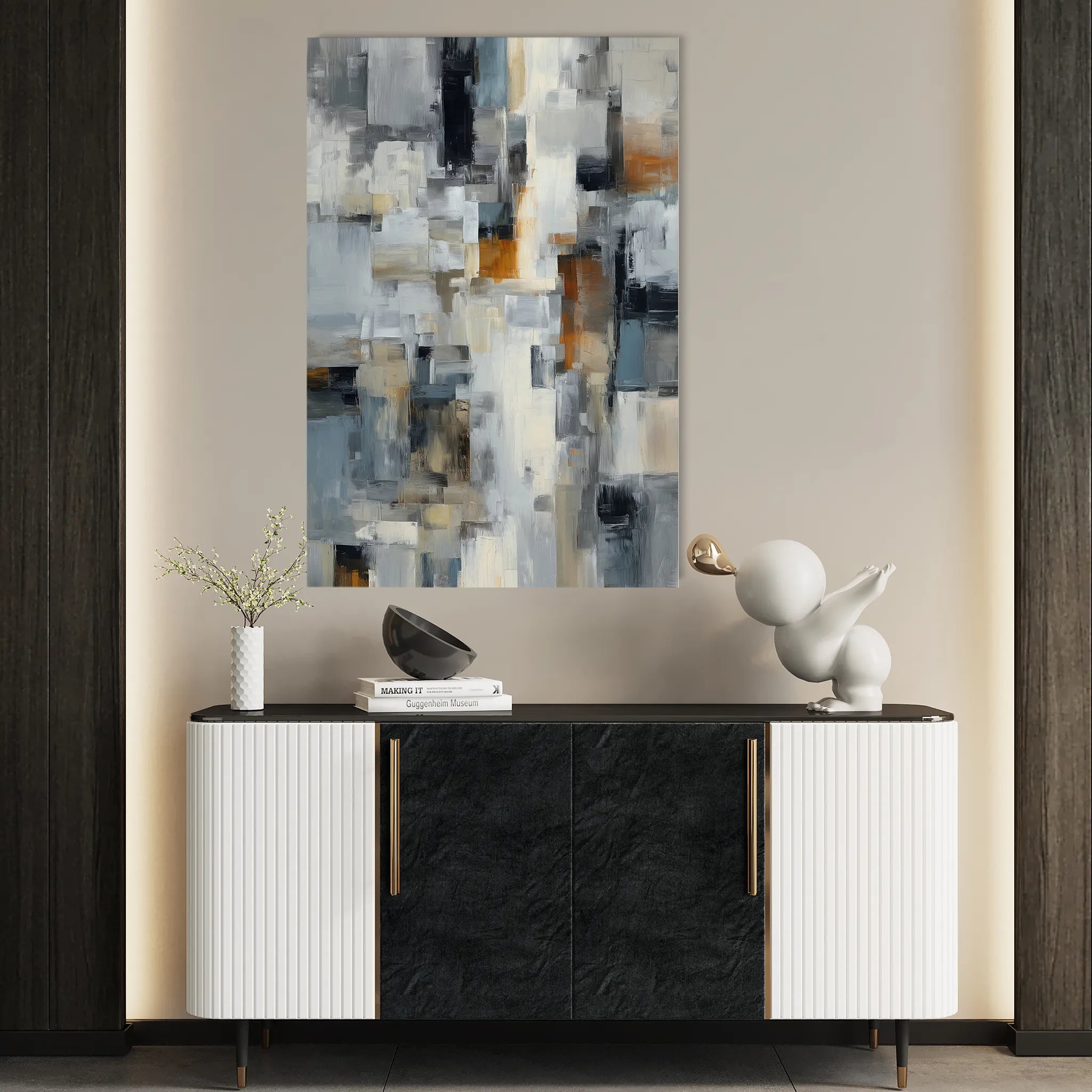 Abstract 1890 Canvas Art 18" x 24" / 45 x 60 cm / Black