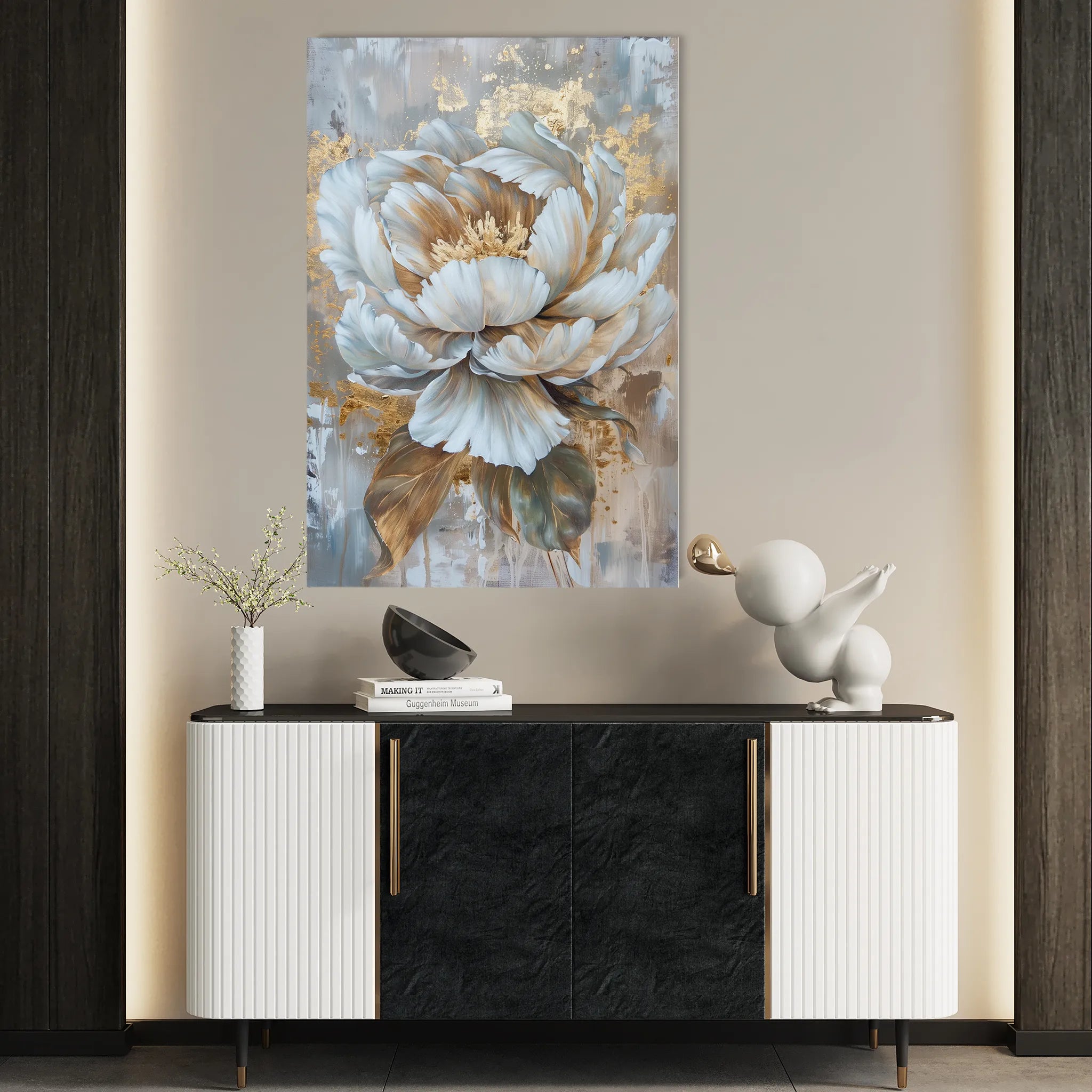 Floral 190 Canvas Art 18" x 24" / 45 x 60 cm / Black