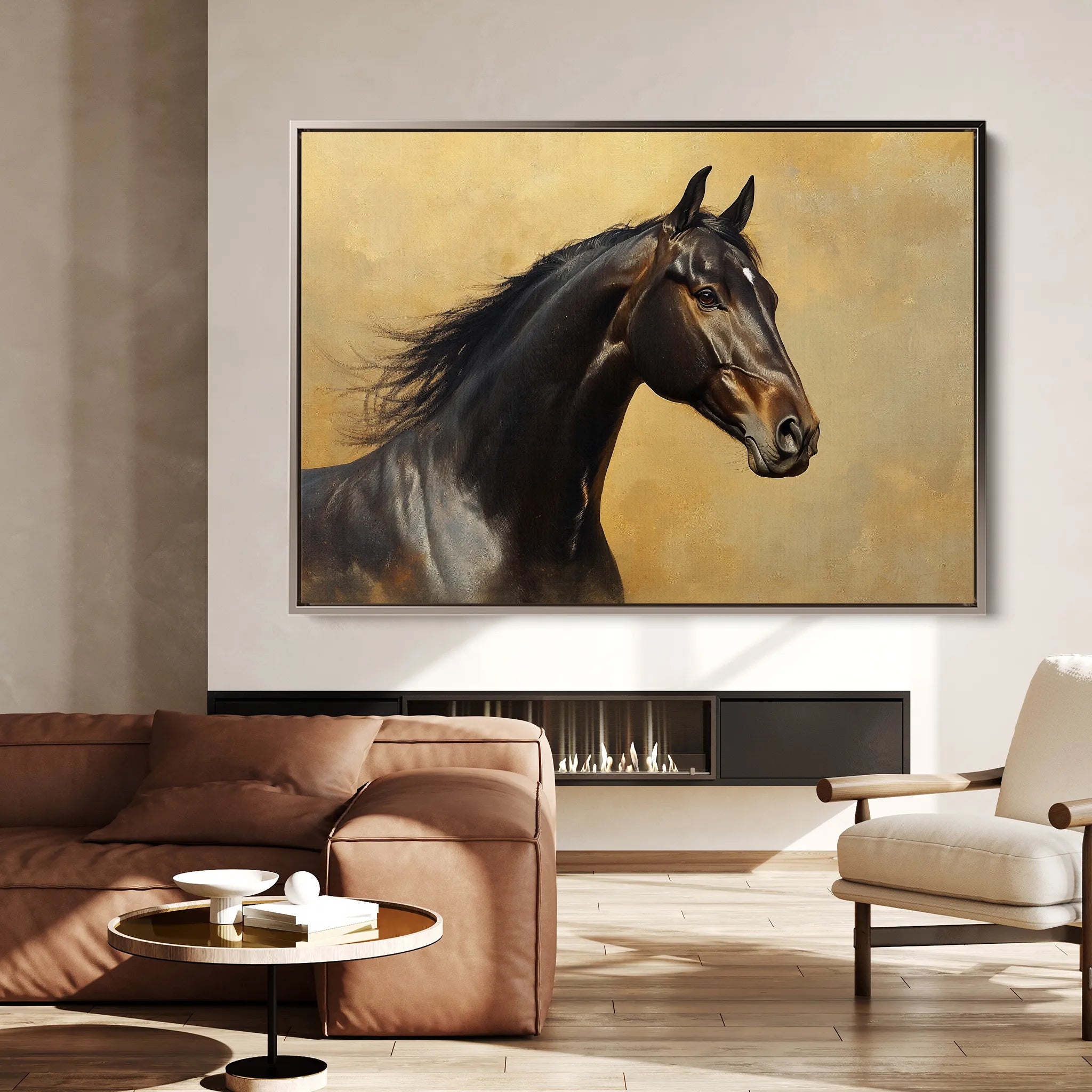 Horses 190 Canvas Art 18" x 24" / 45 x 60 cm / Black