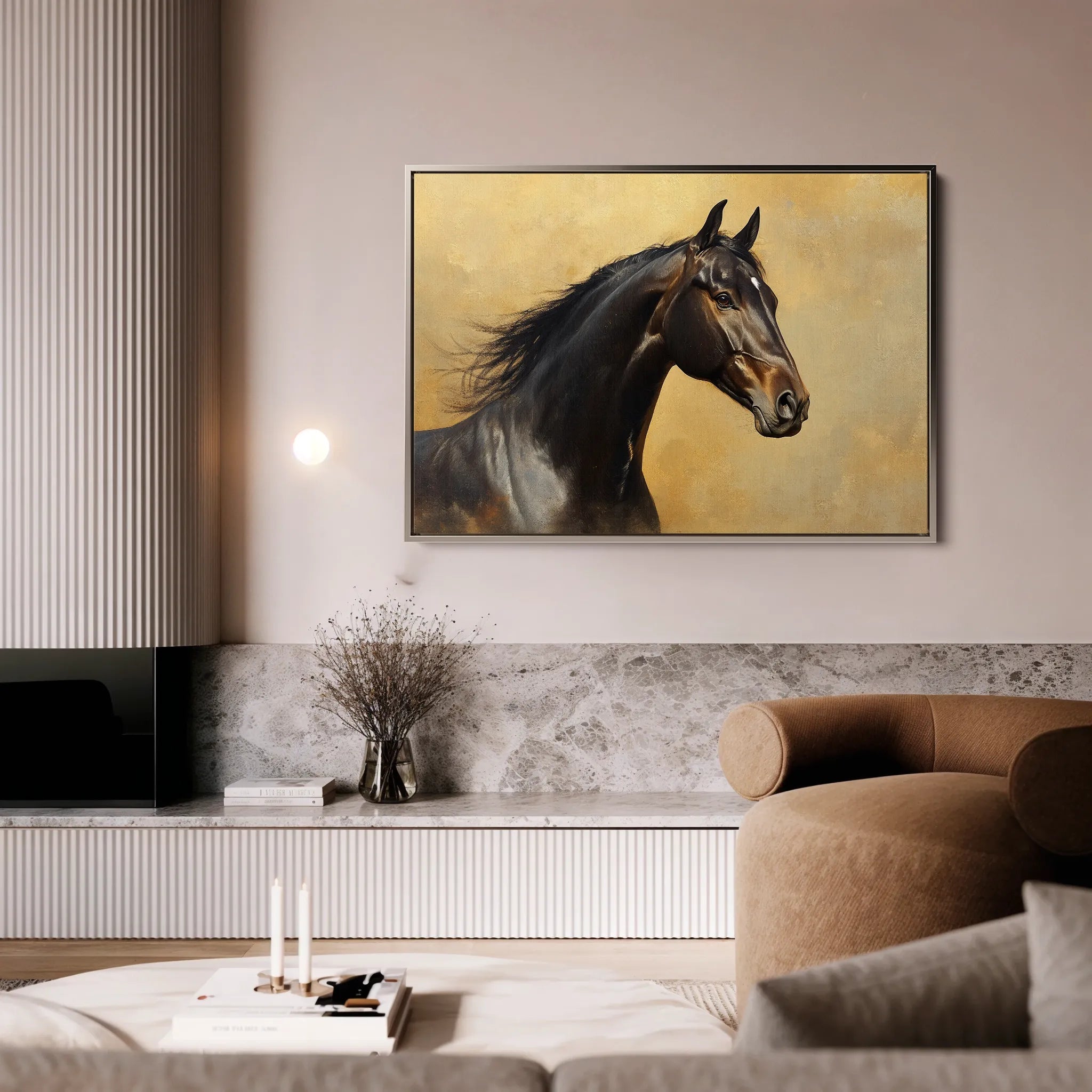 Horses 190 Canvas Art 18" x 24" / 45 x 60 cm / Black