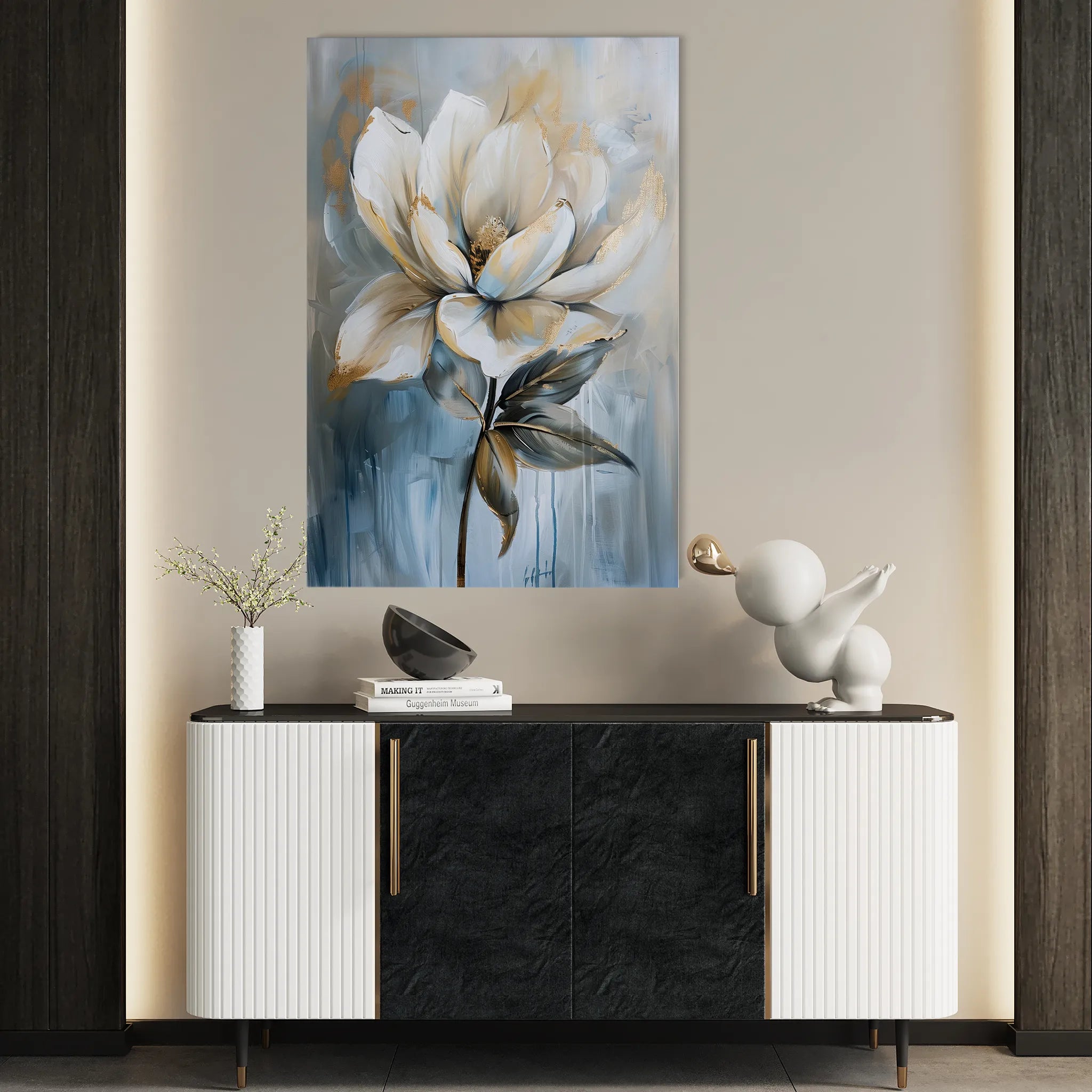 Floral 191 Canvas Art 18" x 24" / 45 x 60 cm / Black