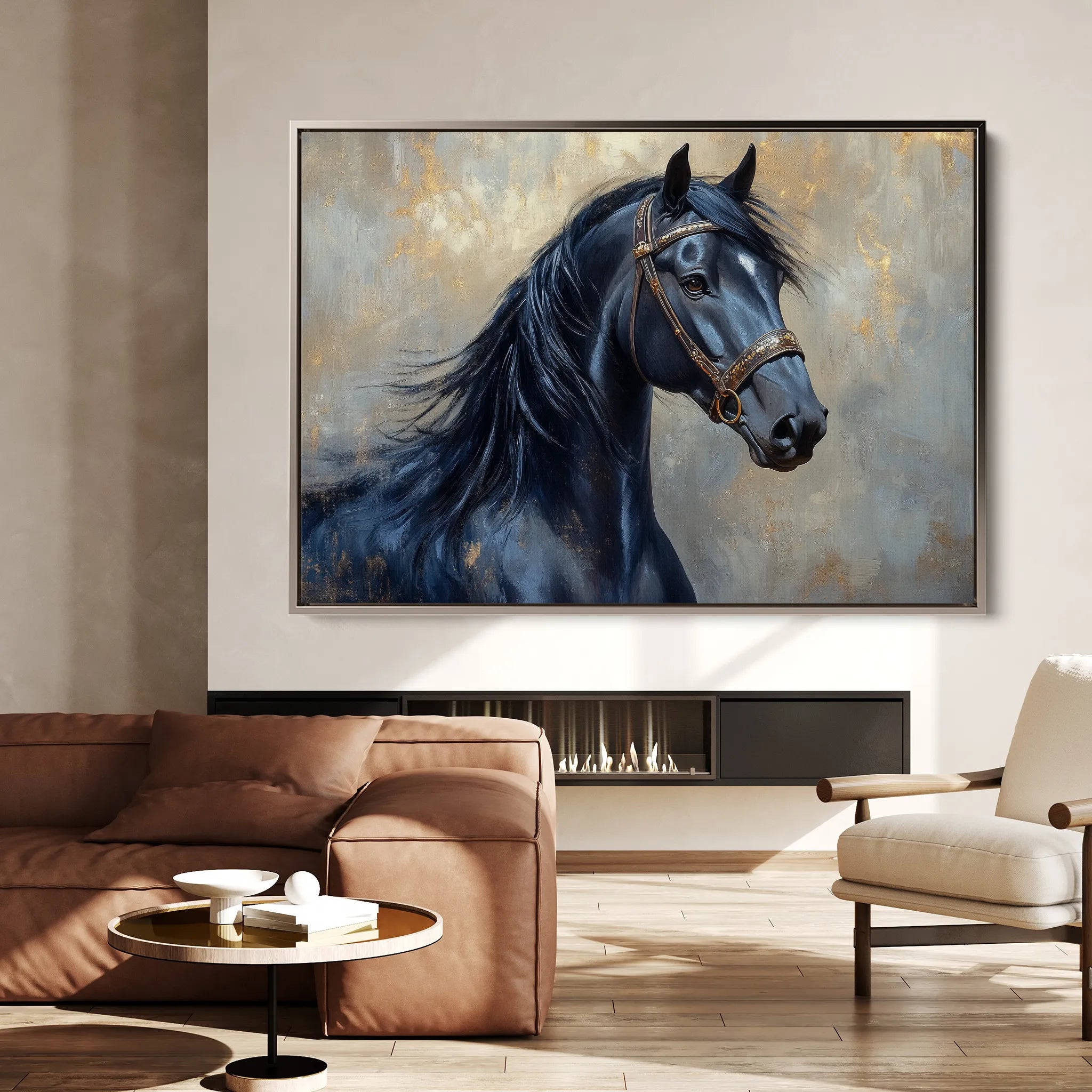 Horses 191 Canvas Art 18" x 24" / 45 x 60 cm / Black