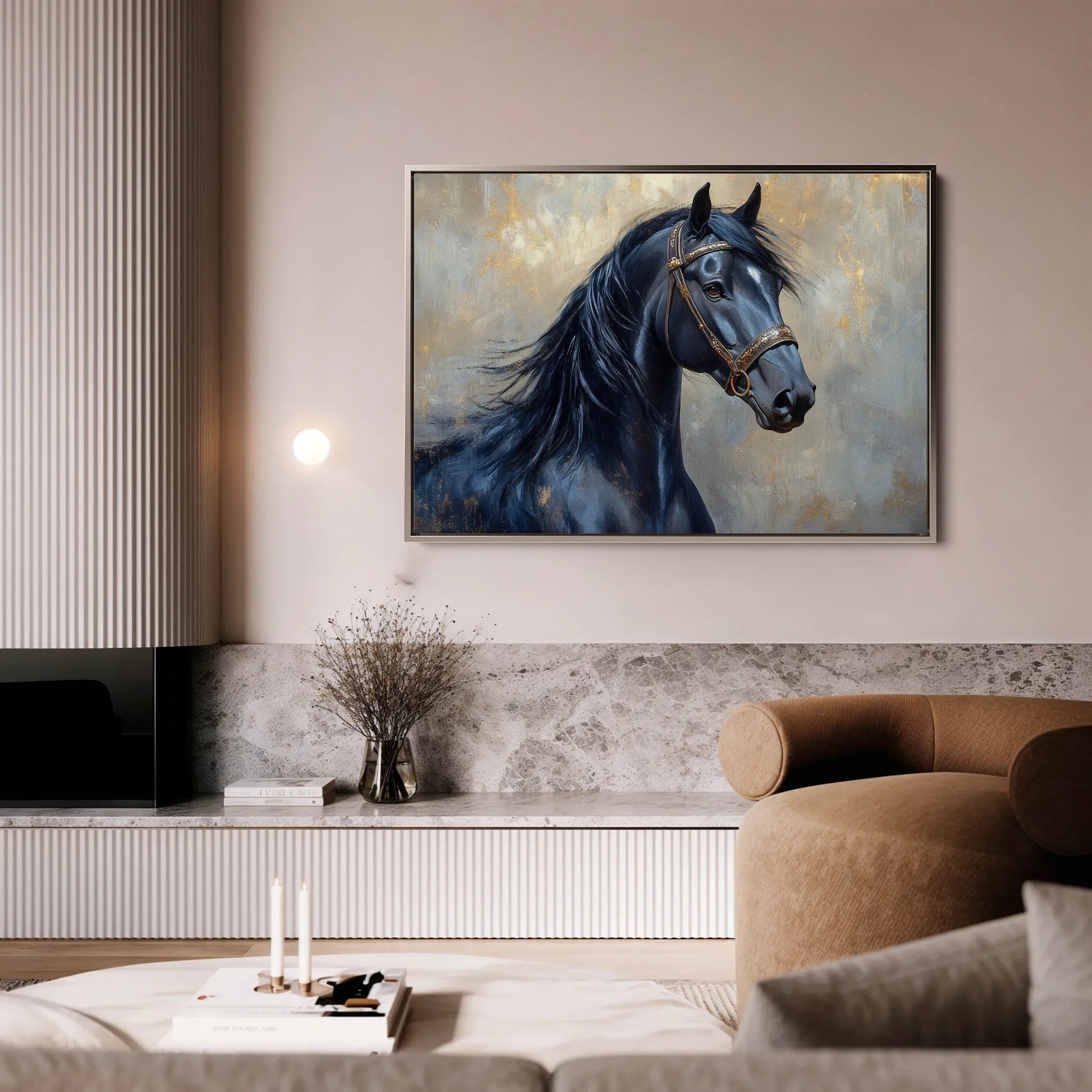Horses 191 Canvas Art 18" x 24" / 45 x 60 cm / Black
