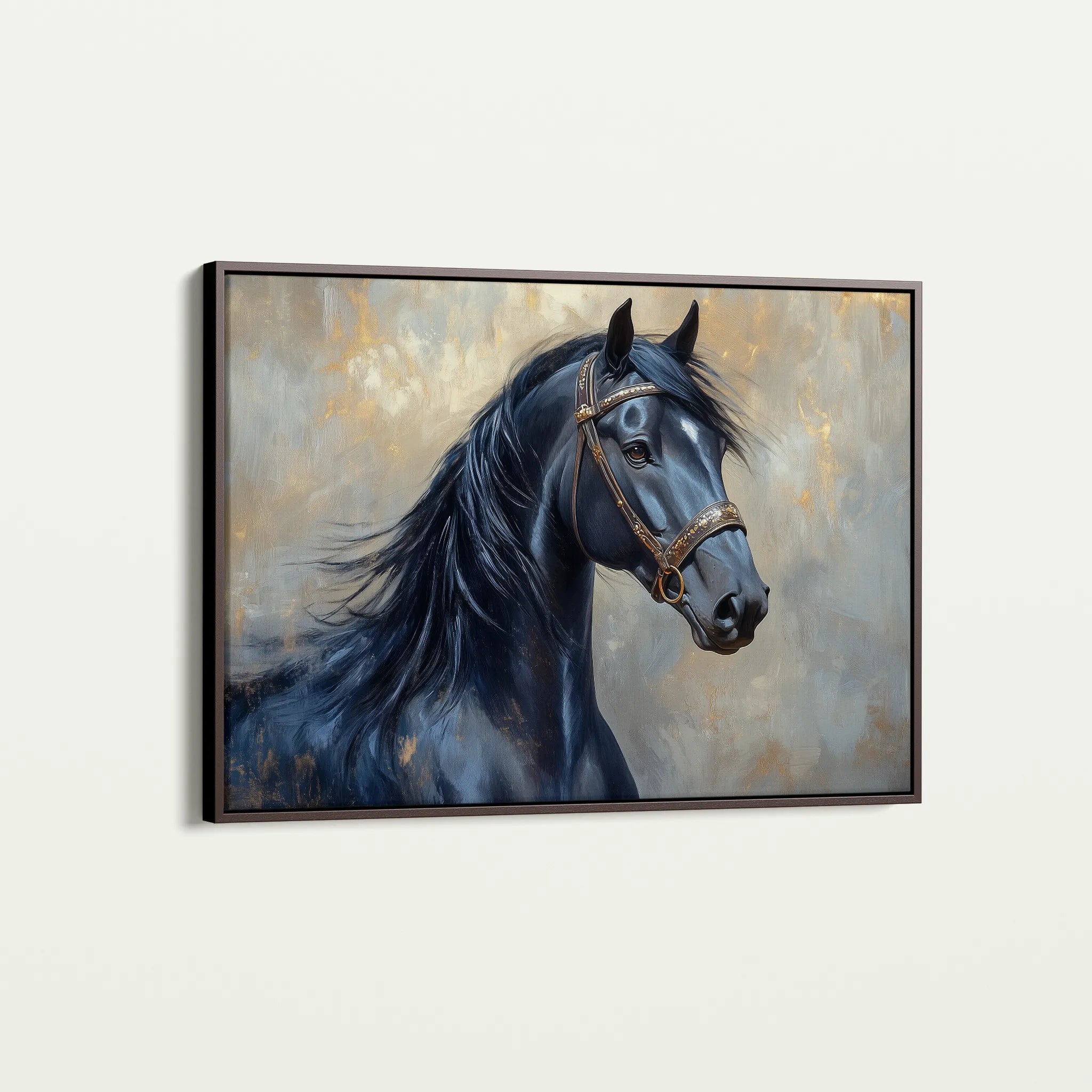 Horses 191 Canvas Art 18" x 24" / 45 x 60 cm / Black