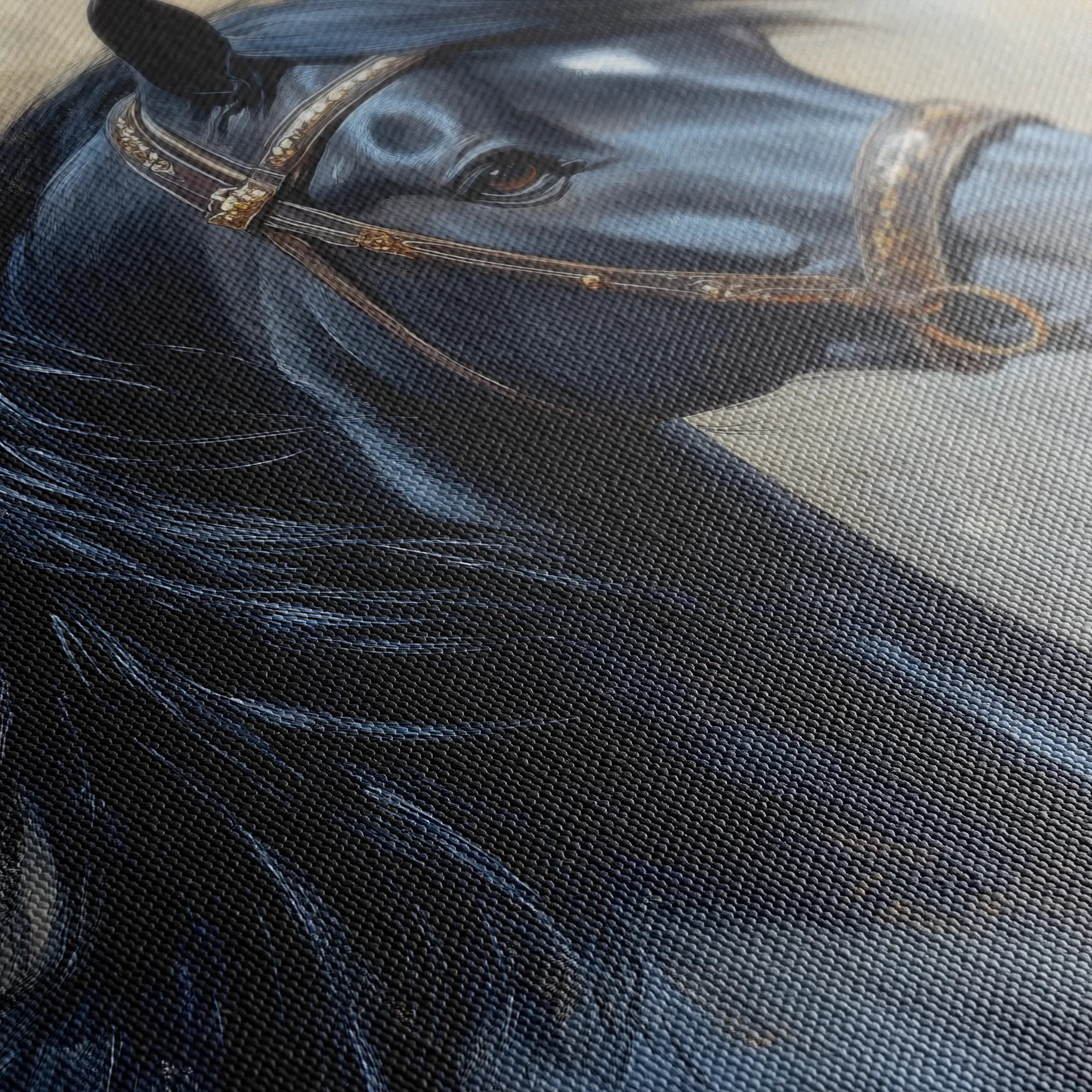 Horses 191 Canvas Art 18" x 24" / 45 x 60 cm / Black