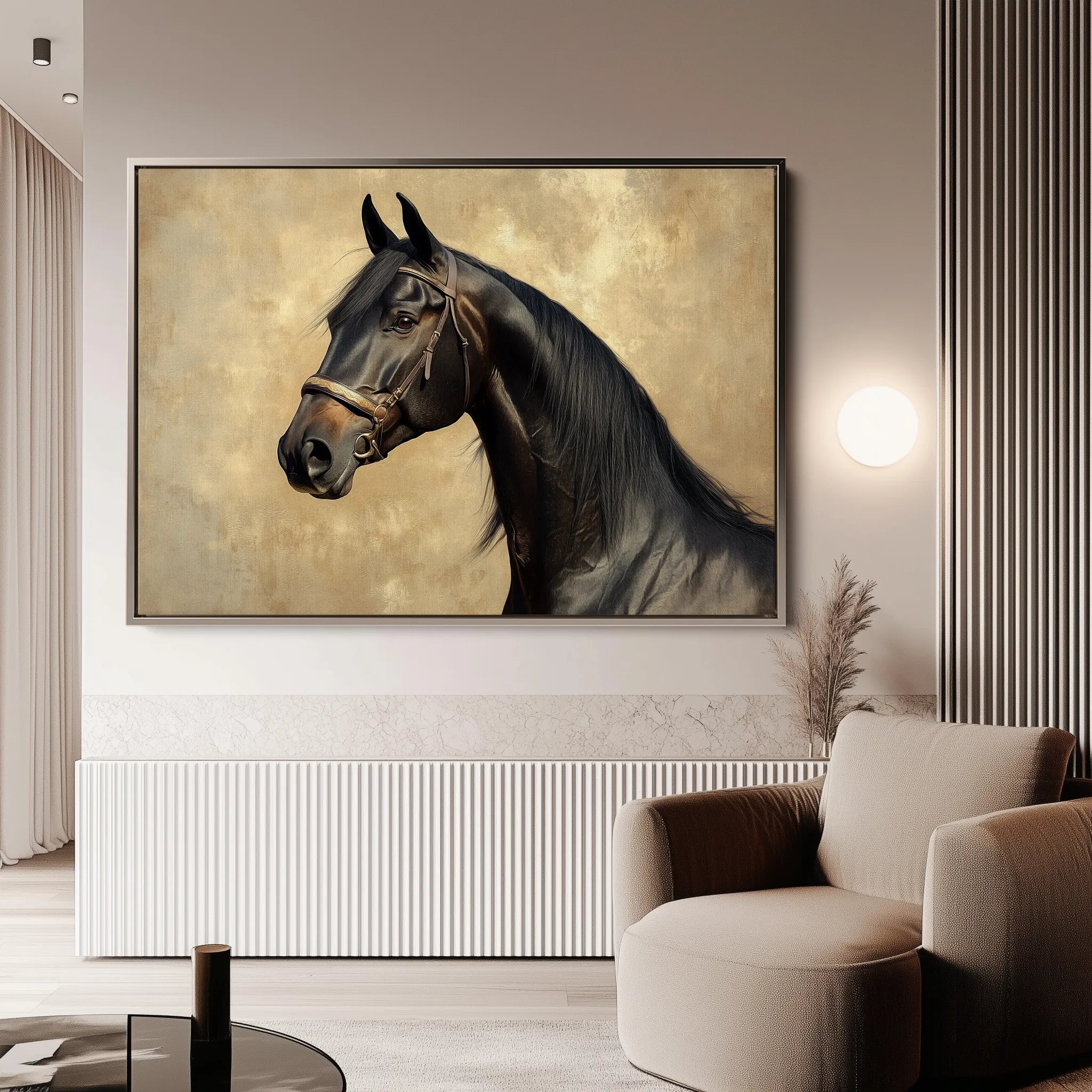 Horses 192 Canvas Art 18" x 24" / 45 x 60 cm / Black