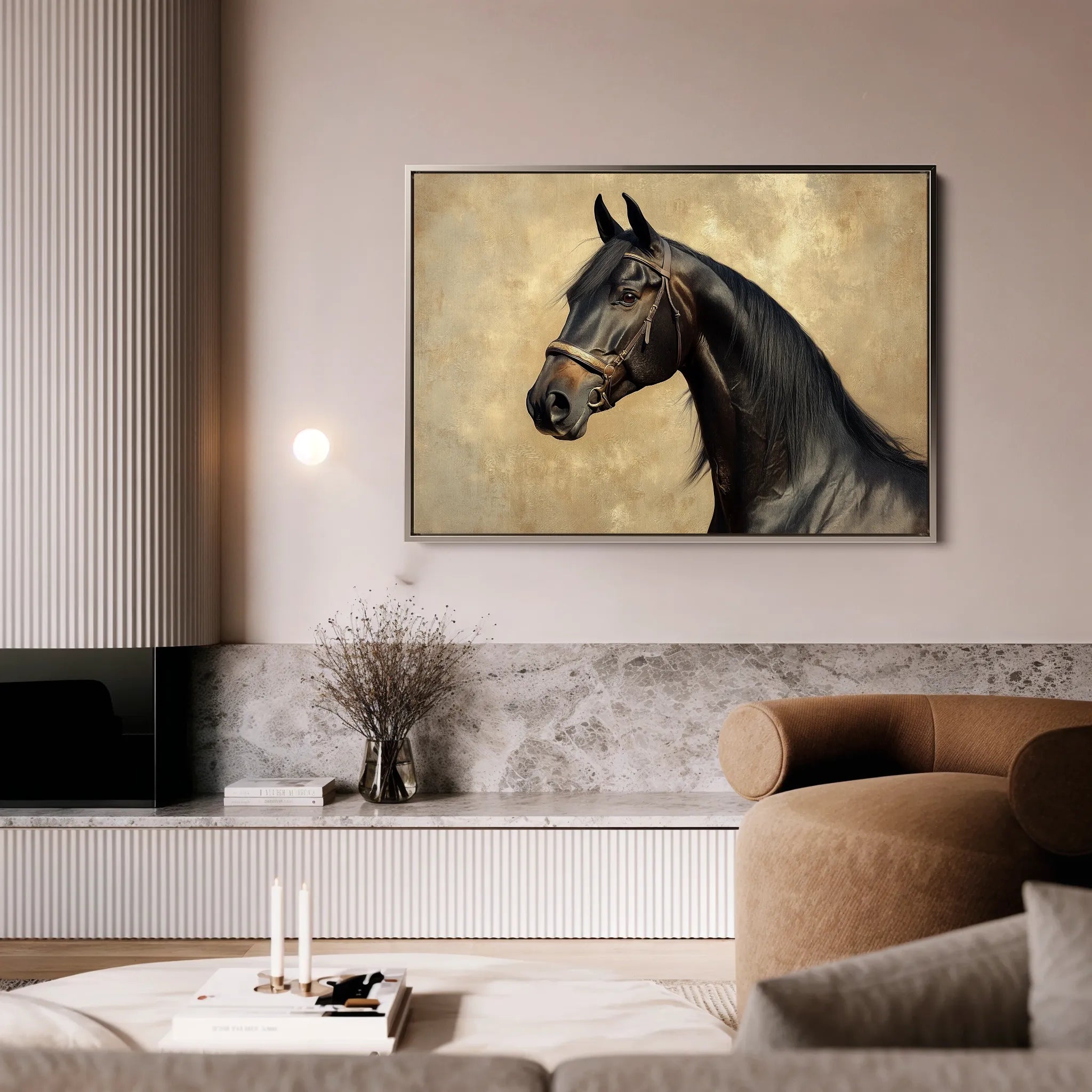 Horses 192 Canvas Art 18" x 24" / 45 x 60 cm / Black