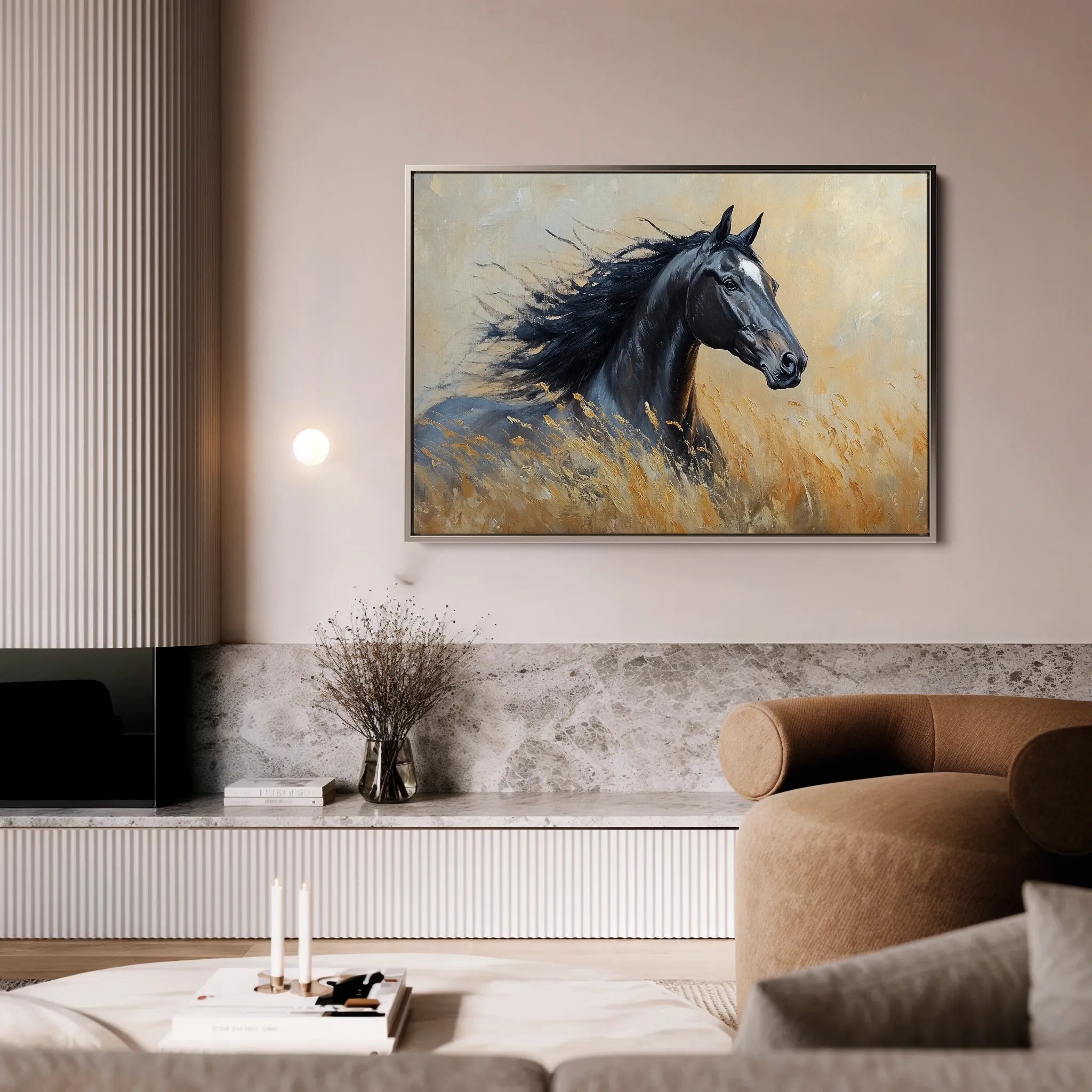 Horses 194 Canvas Art 18" x 24" / 45 x 60 cm / Black