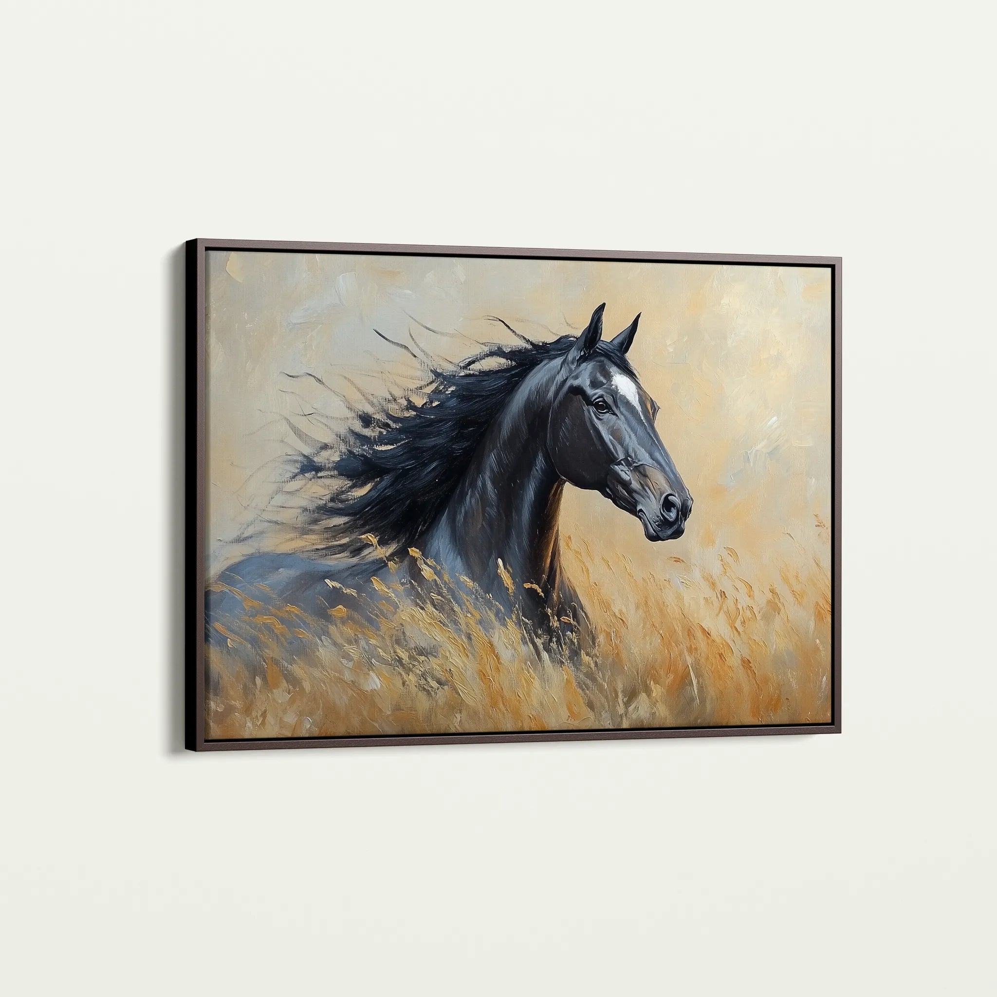 Horses 194 Canvas Art 18" x 24" / 45 x 60 cm / Black