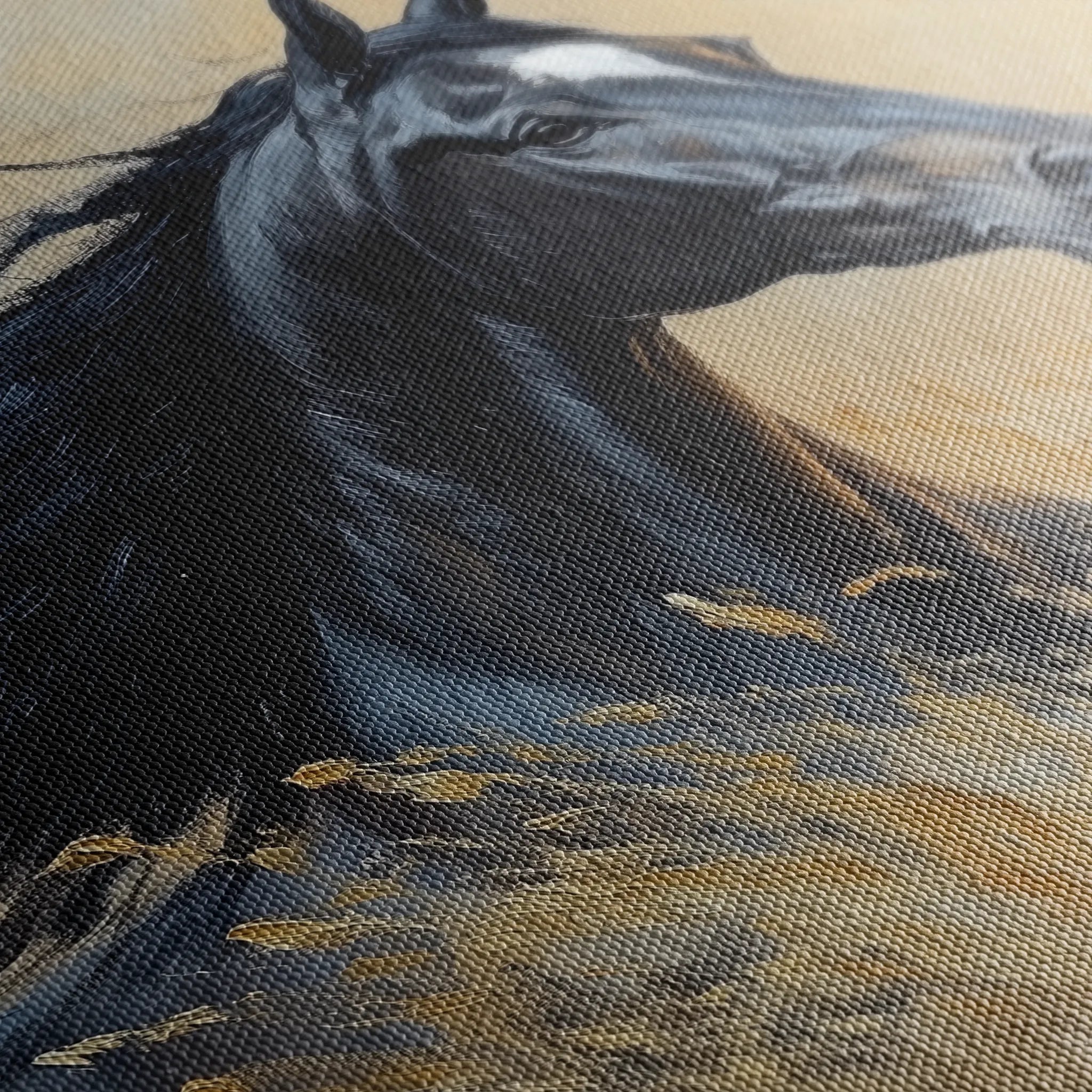 Horses 194 Canvas Art 18" x 24" / 45 x 60 cm / Black