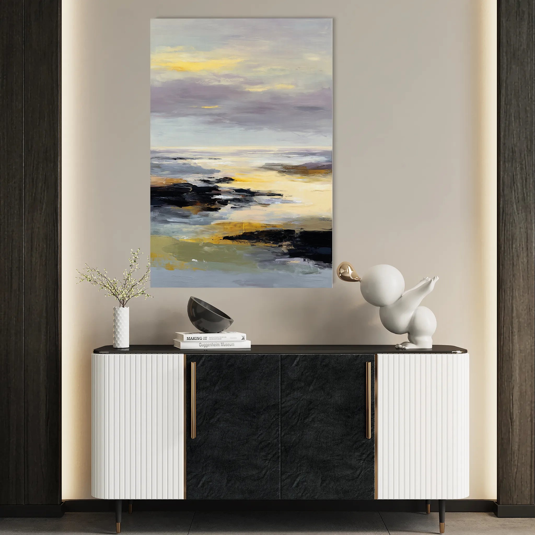 Abstract 1944 Canvas Art 18" x 24" / 45 x 60 cm / Black