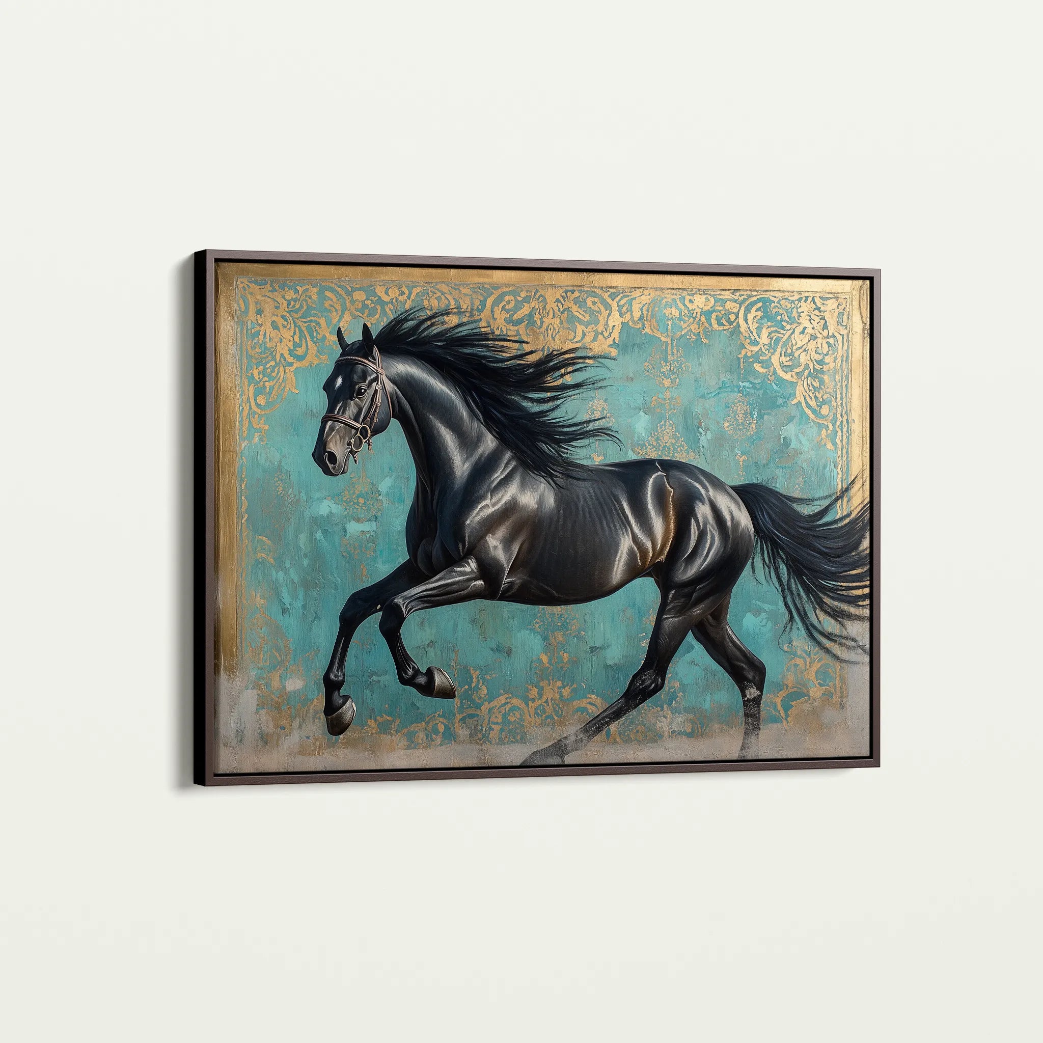Horses 197 Canvas Art 18" x 24" / 45 x 60 cm / Black