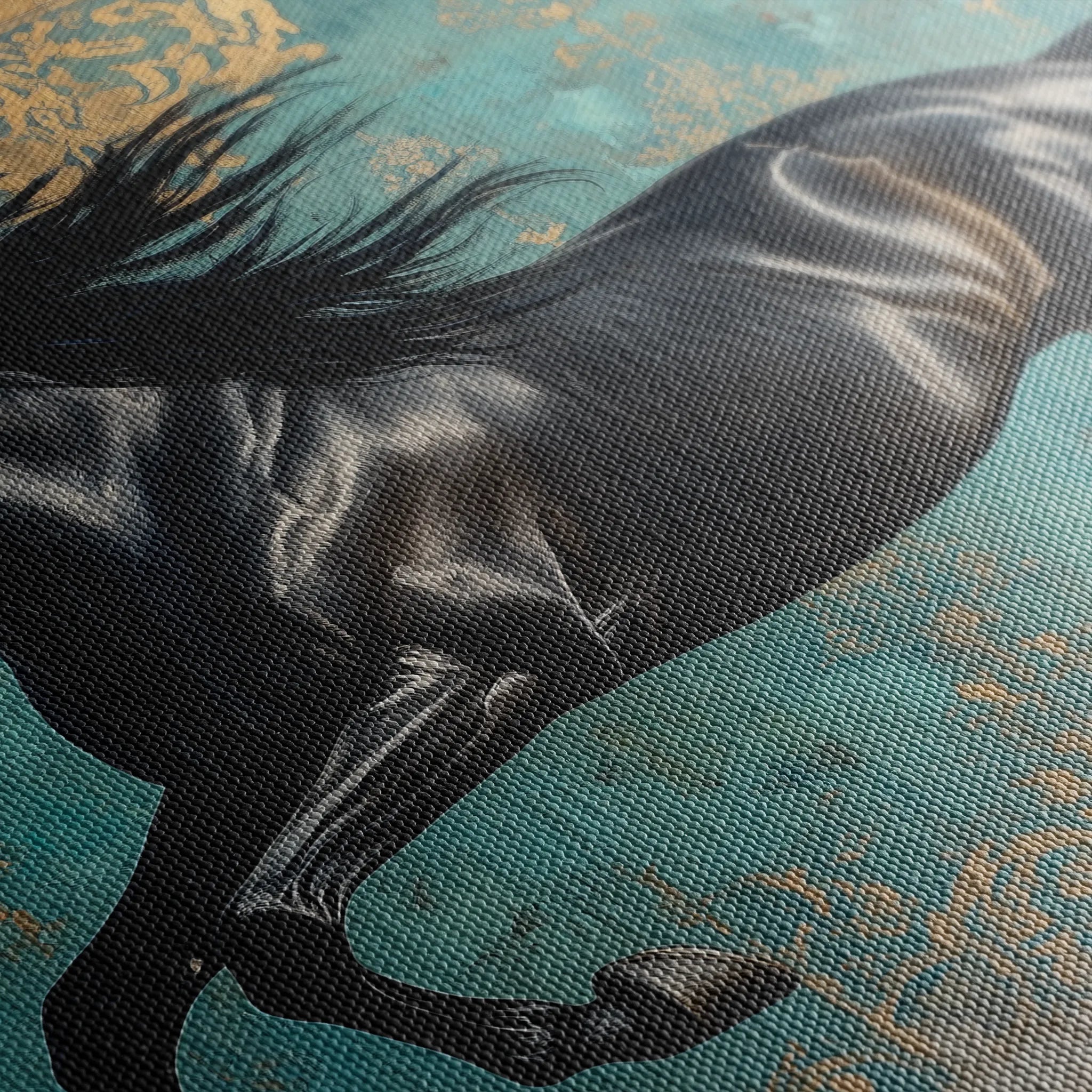 Horses 197 Canvas Art 18" x 24" / 45 x 60 cm / Black