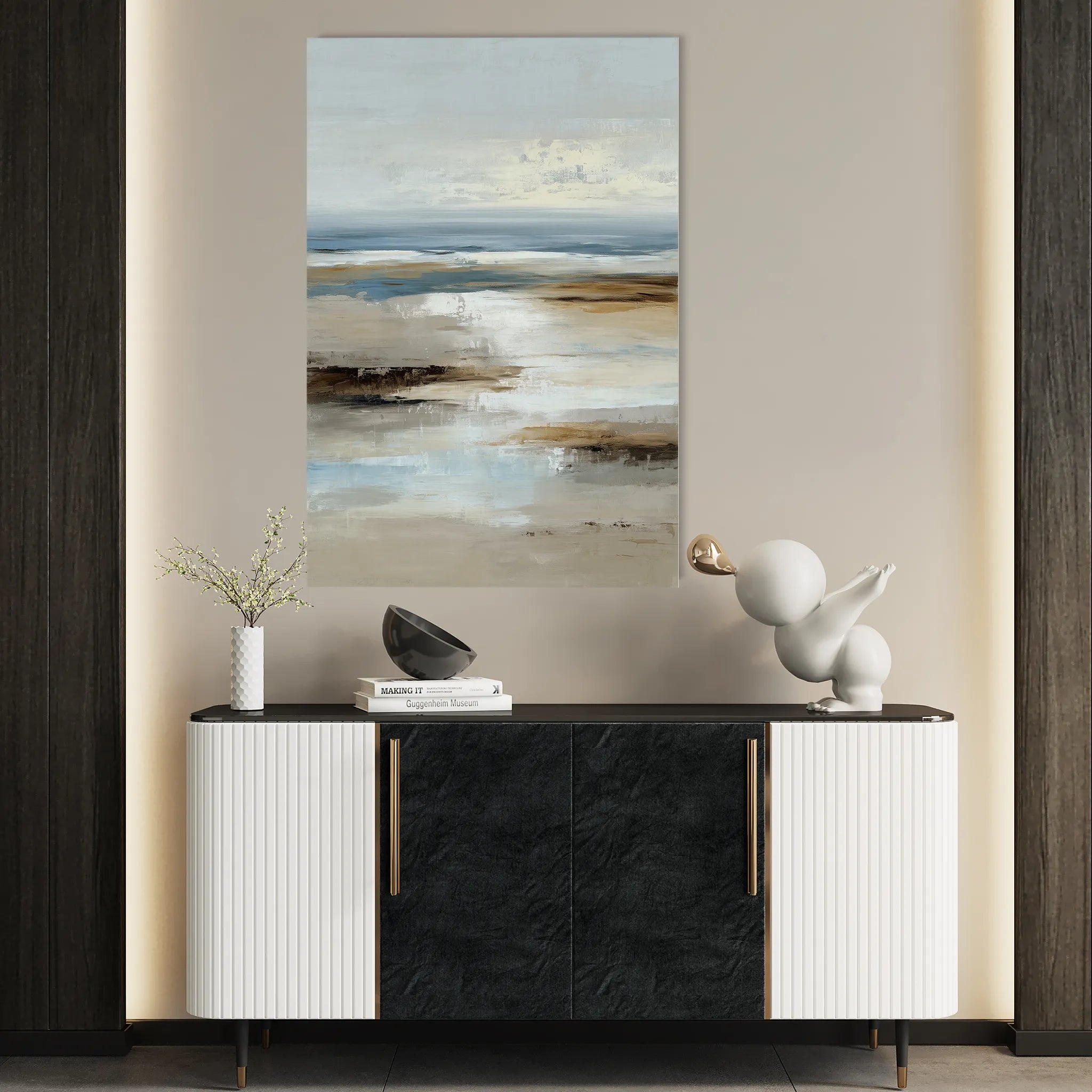 Abstract 1975 Canvas Art 18" x 24" / 45 x 60 cm / Black