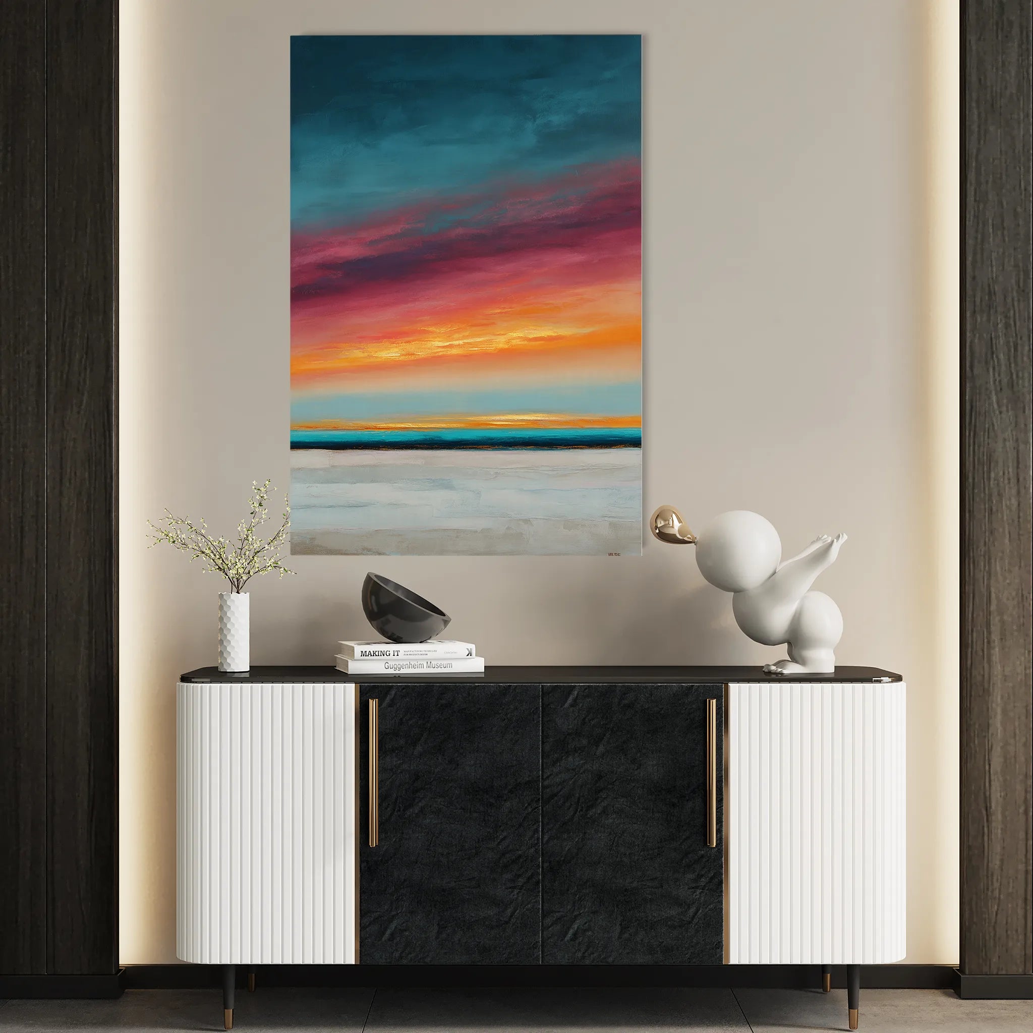 Abstract 1977 Canvas Art 18" x 24" / 45 x 60 cm / Black