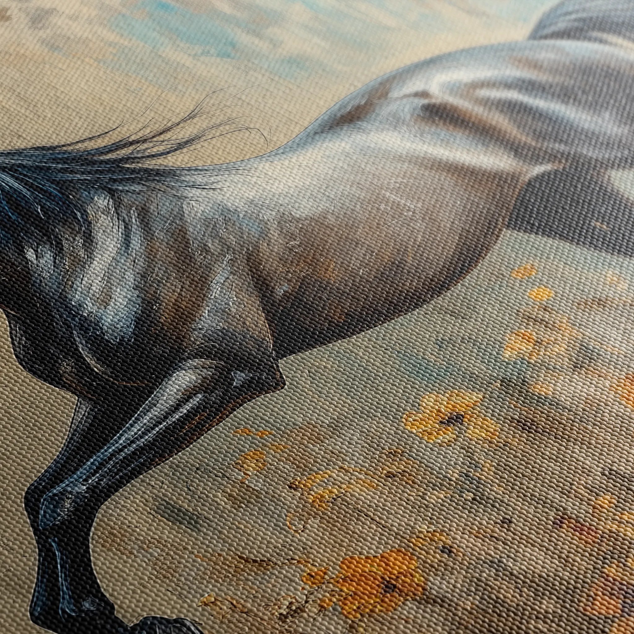 Horses 198 Canvas Art 18" x 24" / 45 x 60 cm / Black