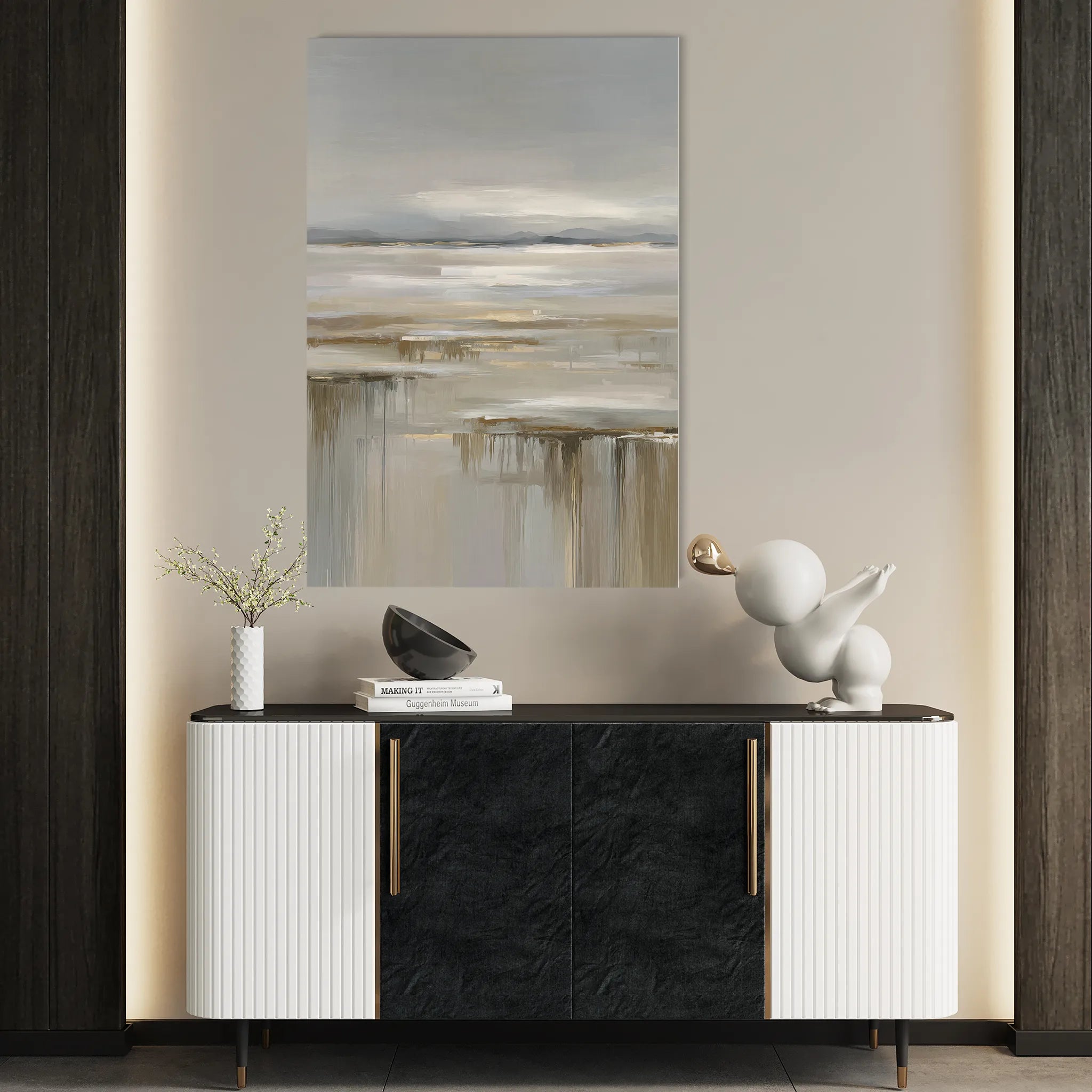 Abstract 1980 Canvas Art 18" x 24" / 45 x 60 cm / Black