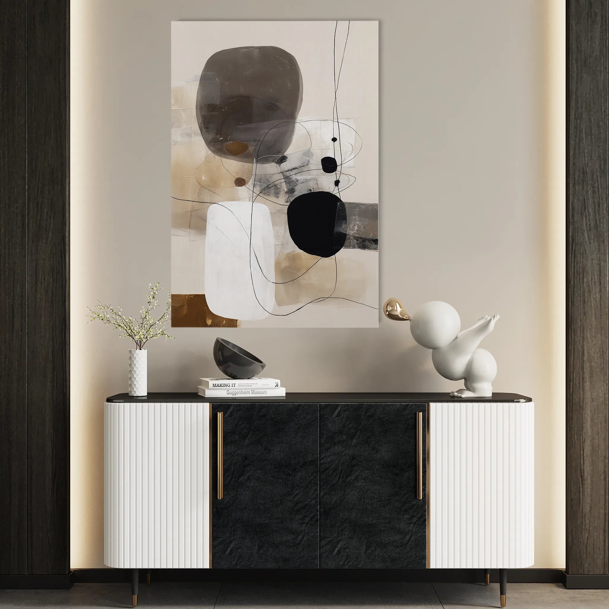 Abstract 1982 Canvas Art 18" x 24" / 45 x 60 cm / Black