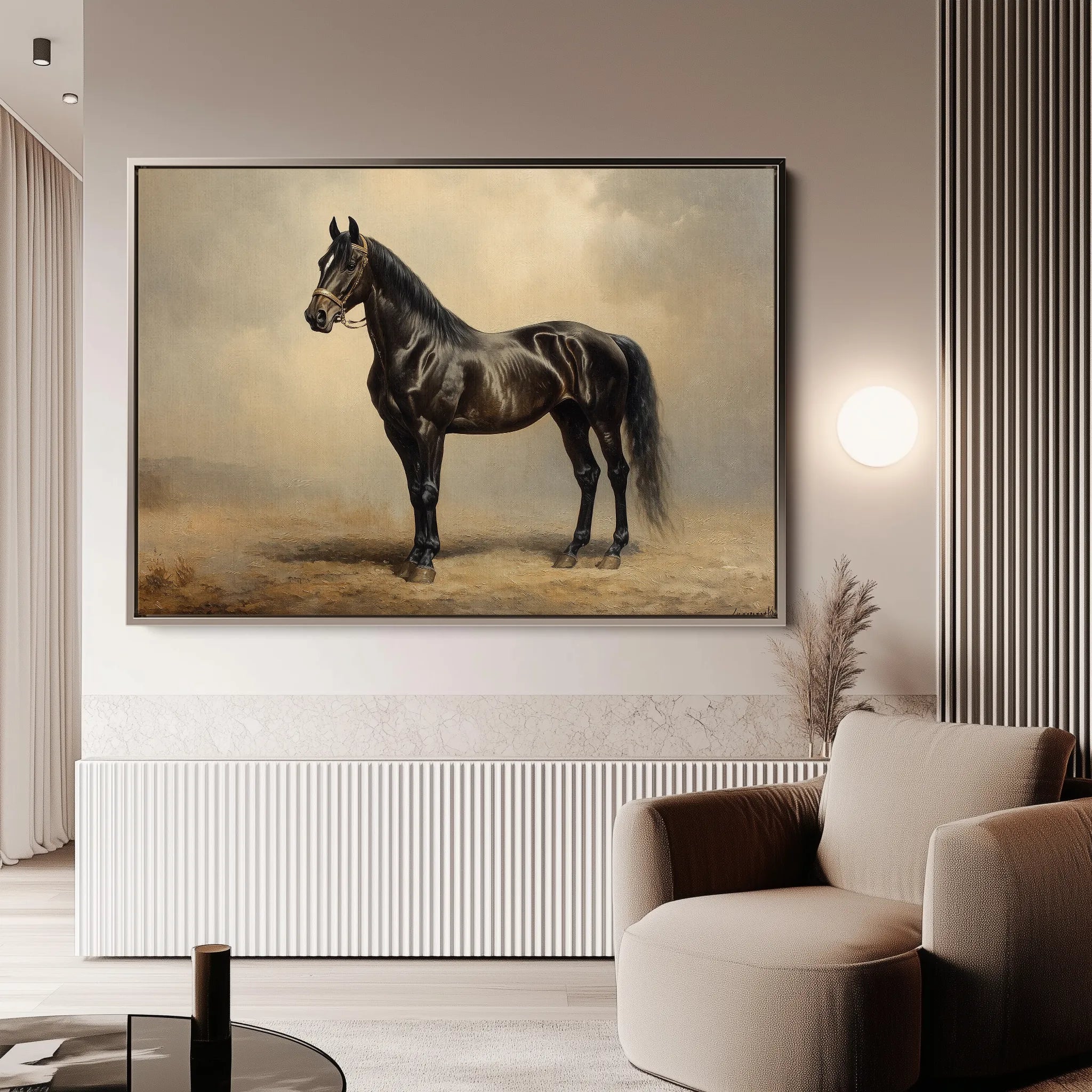 Horses 199 Canvas Art 18" x 24" / 45 x 60 cm / Black