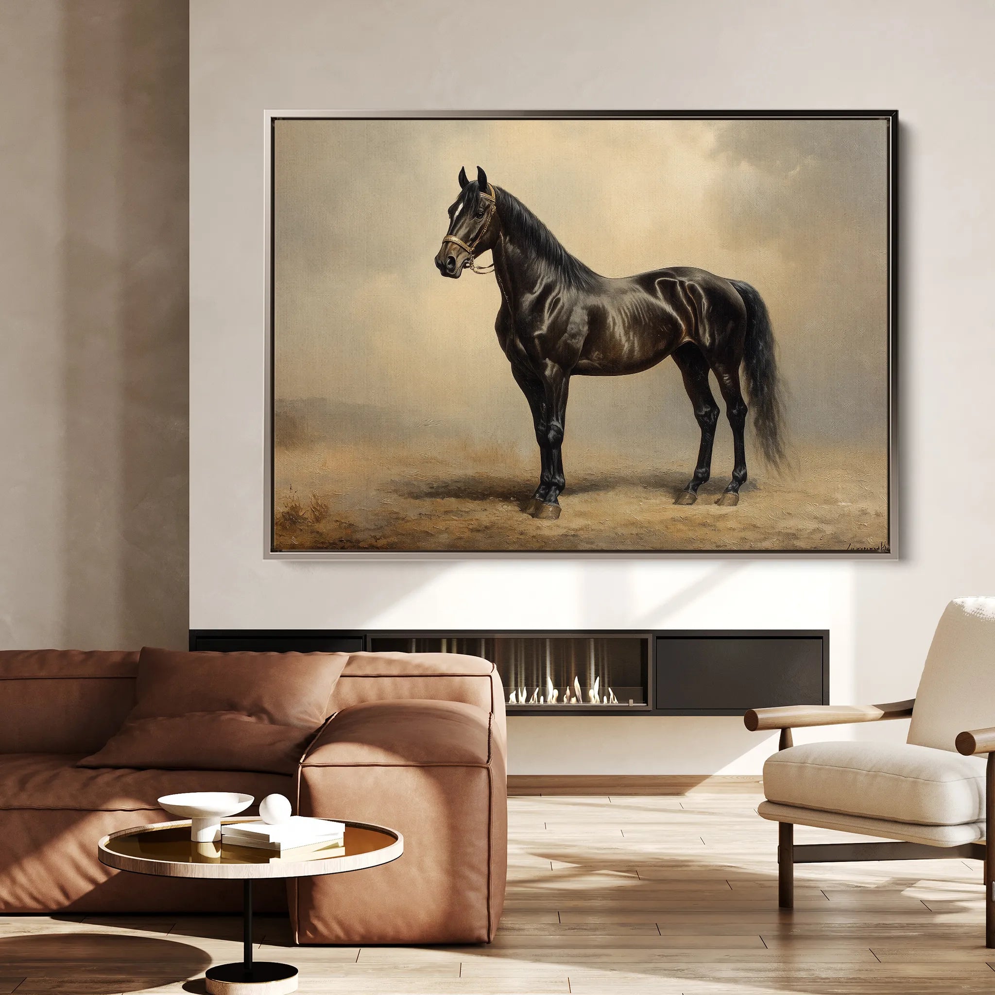 Horses 199 Canvas Art 18" x 24" / 45 x 60 cm / Black