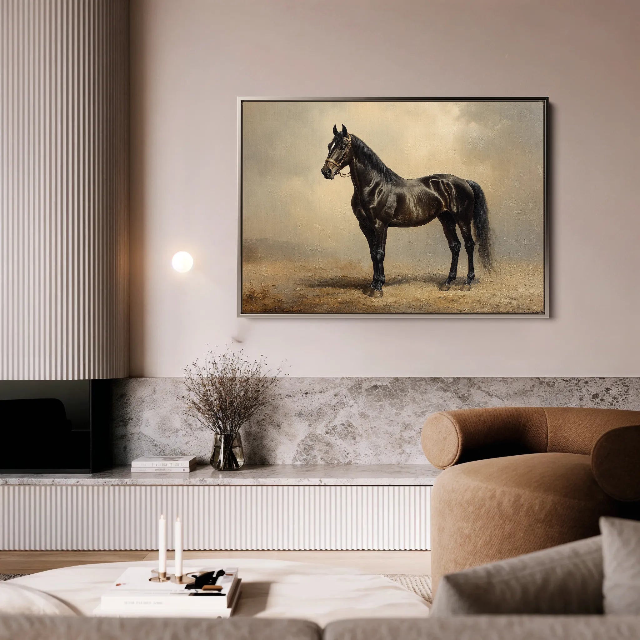 Horses 199 Canvas Art 18" x 24" / 45 x 60 cm / Black